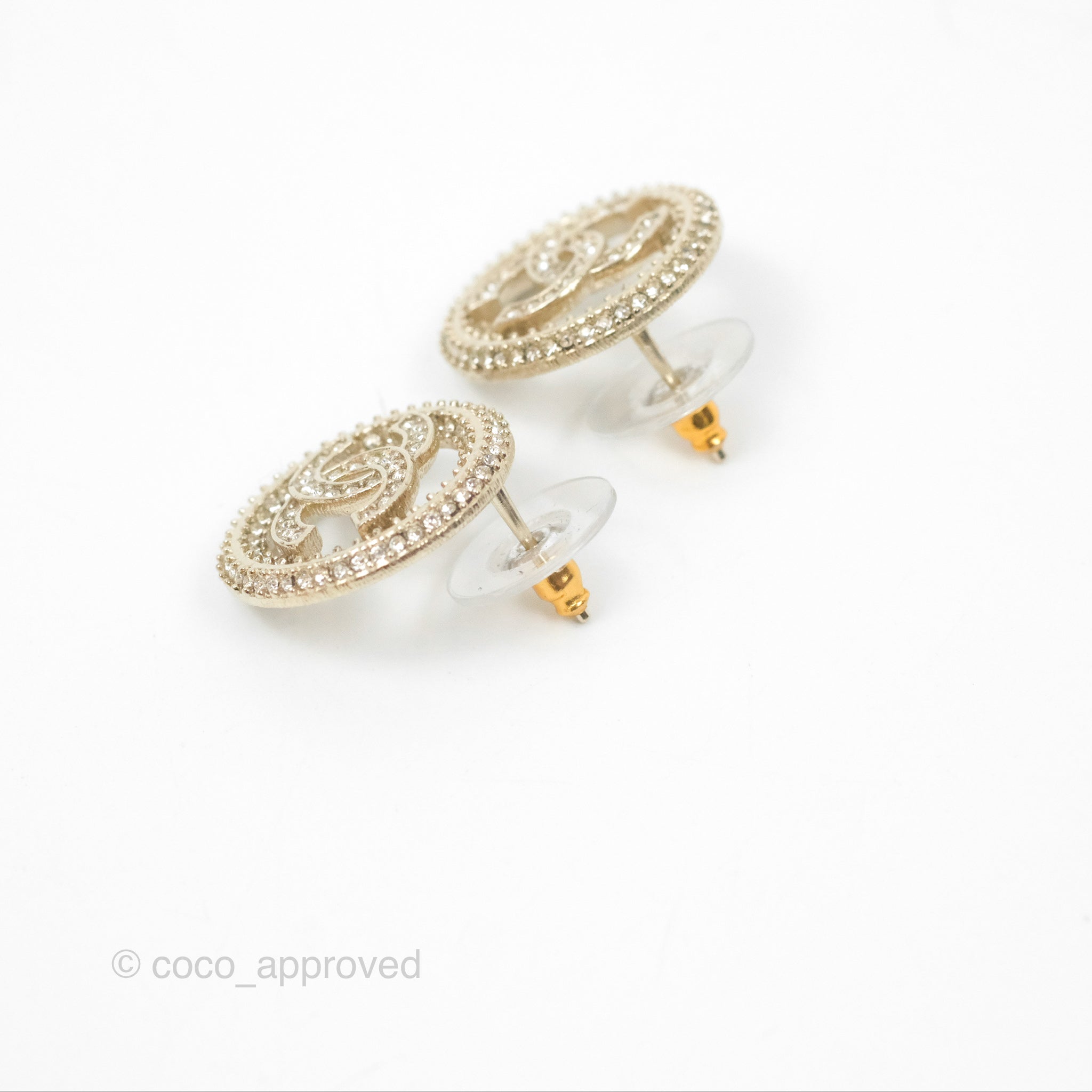 Chanel CC Crystal Round Earrings Gold Tone 20S - Luxury Fashion Jewelry for Women, Perfect for Parties, Weddings & Special Occasions
