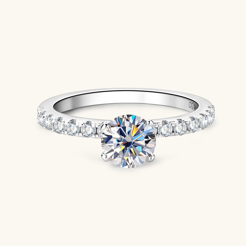Sweet Love Premium Moissanite Pavé Wedding Ring - 14K White Gold Bridal Band for Women, Elegant Engagement & Anniversary Jewelry Gift - Perfect for Proposals, Weddings & Special Occasions