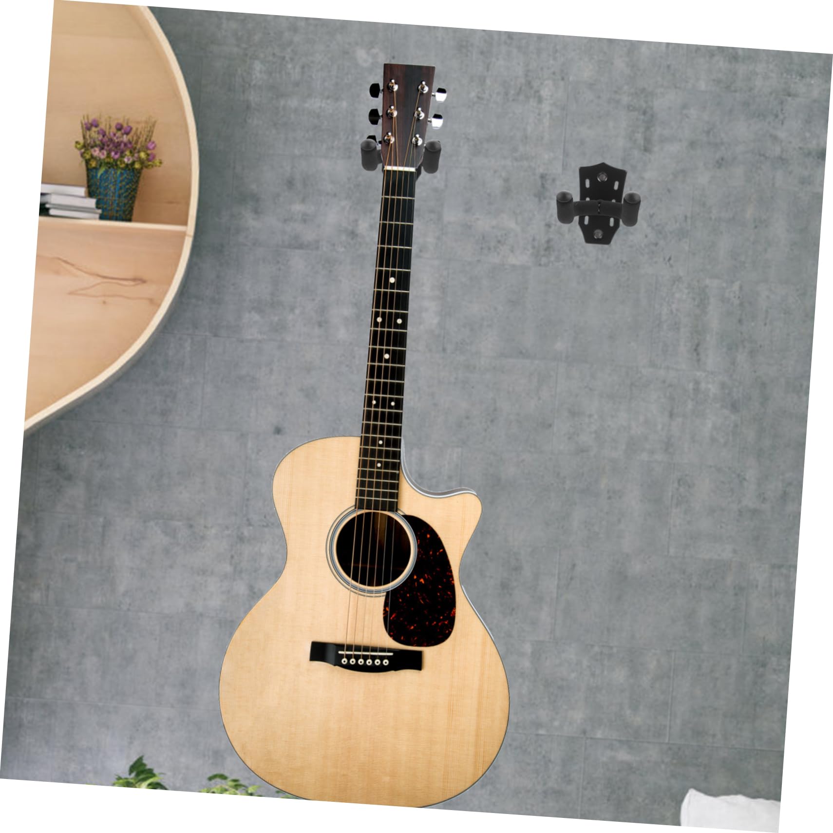 VICASKY Black Alloy Guitar Wall Hanger - Heavy Duty Ukulele & Instrument Holder with Keychain Hook, Wall Mount Clothes Rack for Bedroom, Studio, Music Room Organization