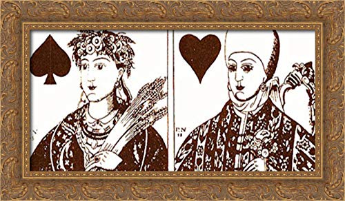 Heorhiy Narbut Gold Ornate Wood Framed Canvas Art - 24x14 Playing Cards Wall Decor for Game Room, Casino Theme, or Vintage Home Decor