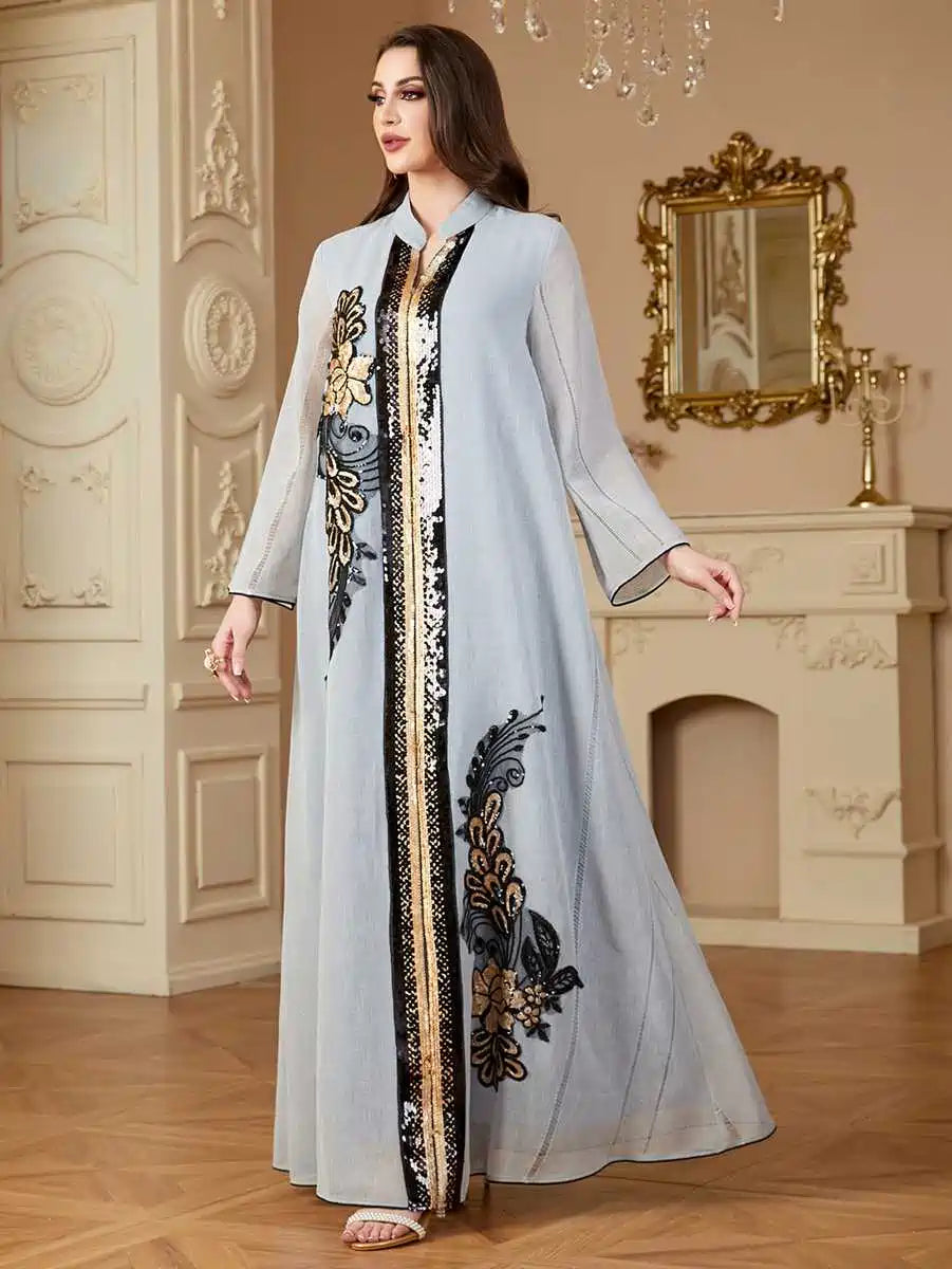 Elegant Eid Embroidery Sequins Caftan Dress for Women - Stylish & Comfortable Kaftan for Special Occasions, Parties, and Festive Celebrations