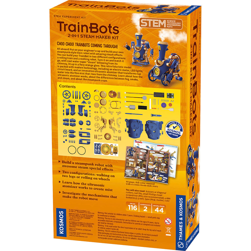 TrainBots: 2 in 1 STEAM Maker Kit for Kids - DIY Robotics Building Toy with Coding & Engineering Activities - Perfect for STEM Learning at Home or School