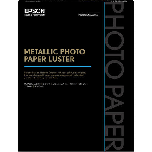 Epson Premium Metallic Photo Paper Luster 8.5x11 Inches - 25 Sheets Pack for Stunning Prints | Ideal for Photo Albums, Wall Art & Professional Photography