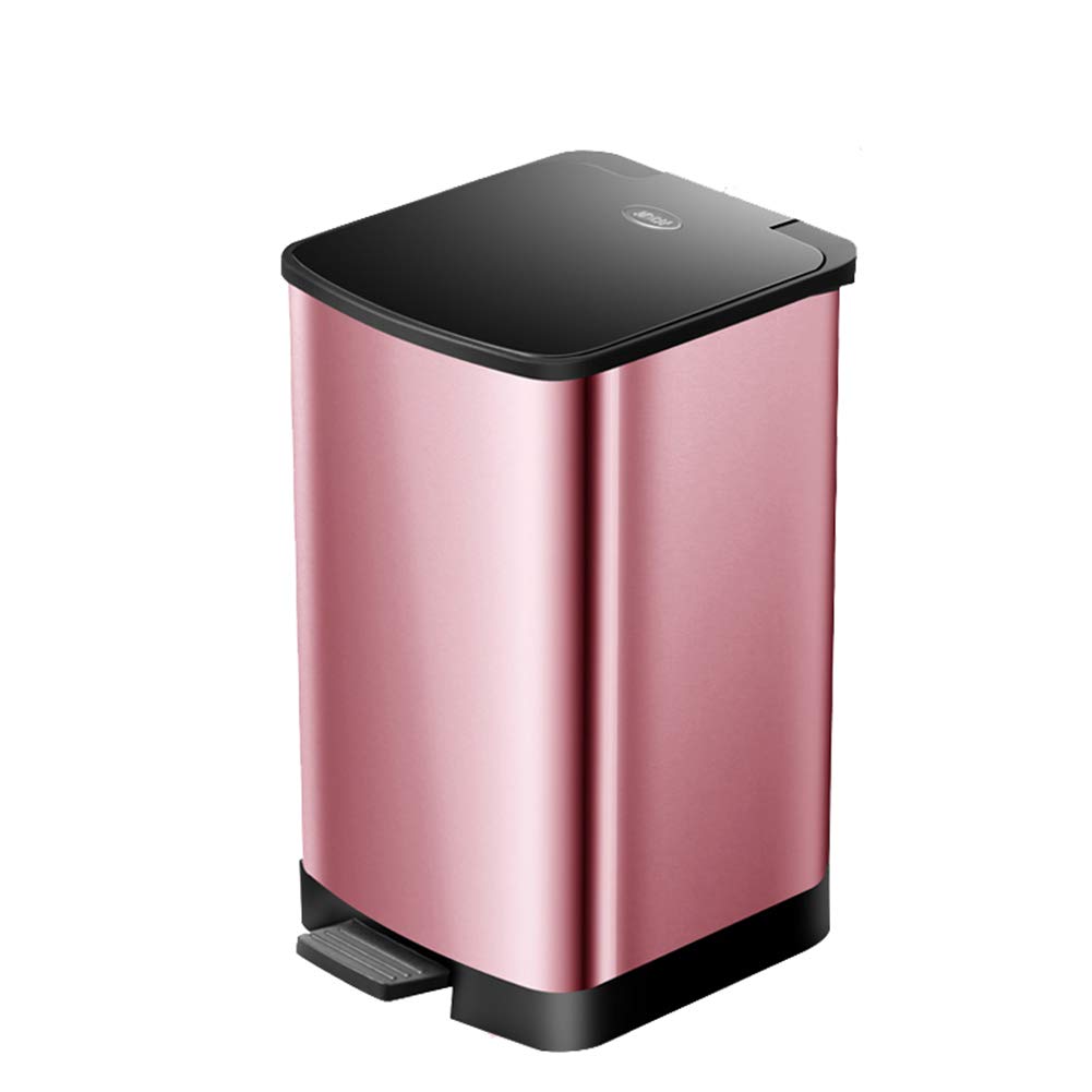 2.1 Gallon Stainless Steel Step Trash Can - 8L Rectangular Quiet Garbage Bin for Bathroom, Kitchen, Office - Modern Pink Waste Container for Home & Commercial Use