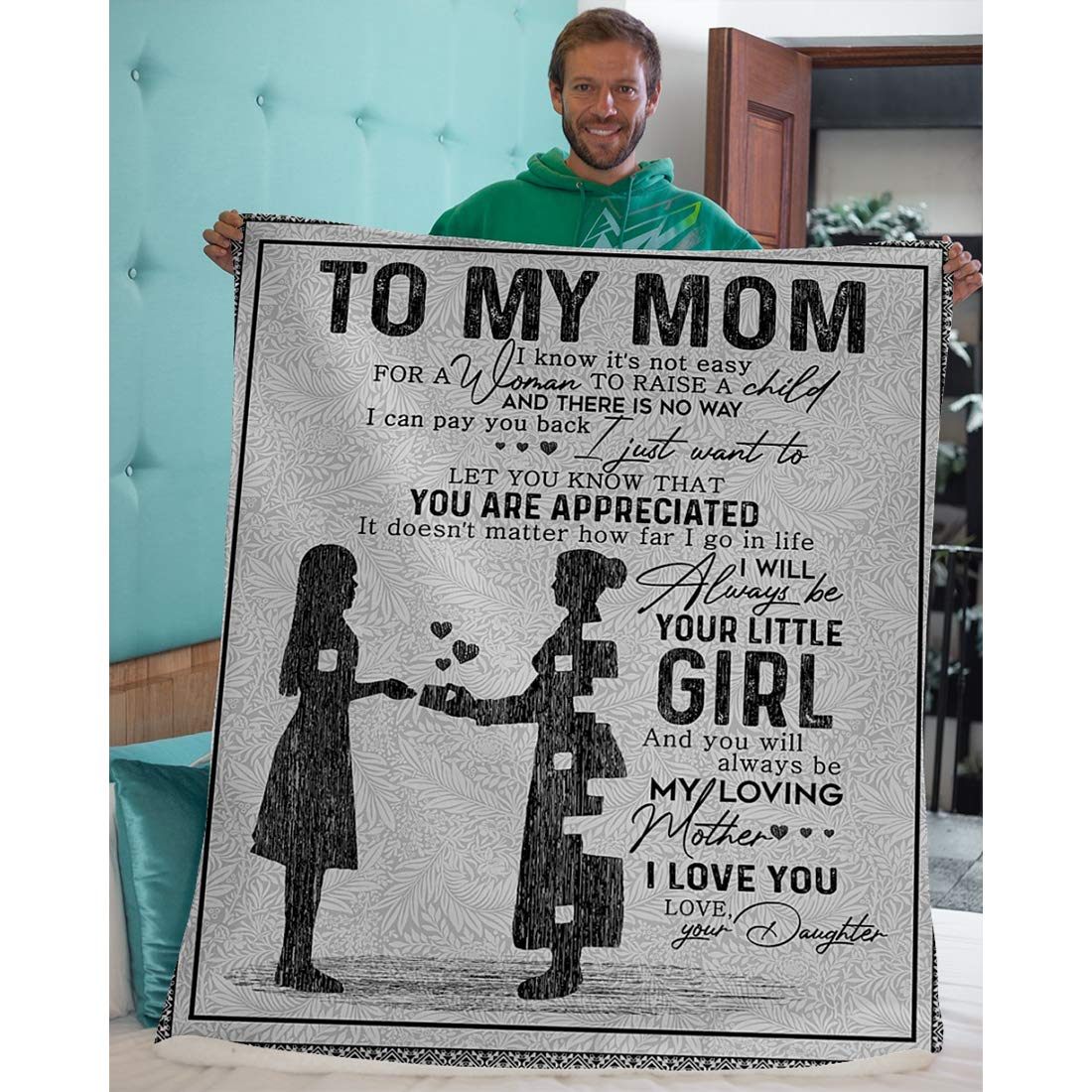 Personalized Mom Blanket Custom with Kids Names - Sherpa Throw Gift for Mother's Day, Birthday - 'To My Mom We Love You' Embroidery - 60