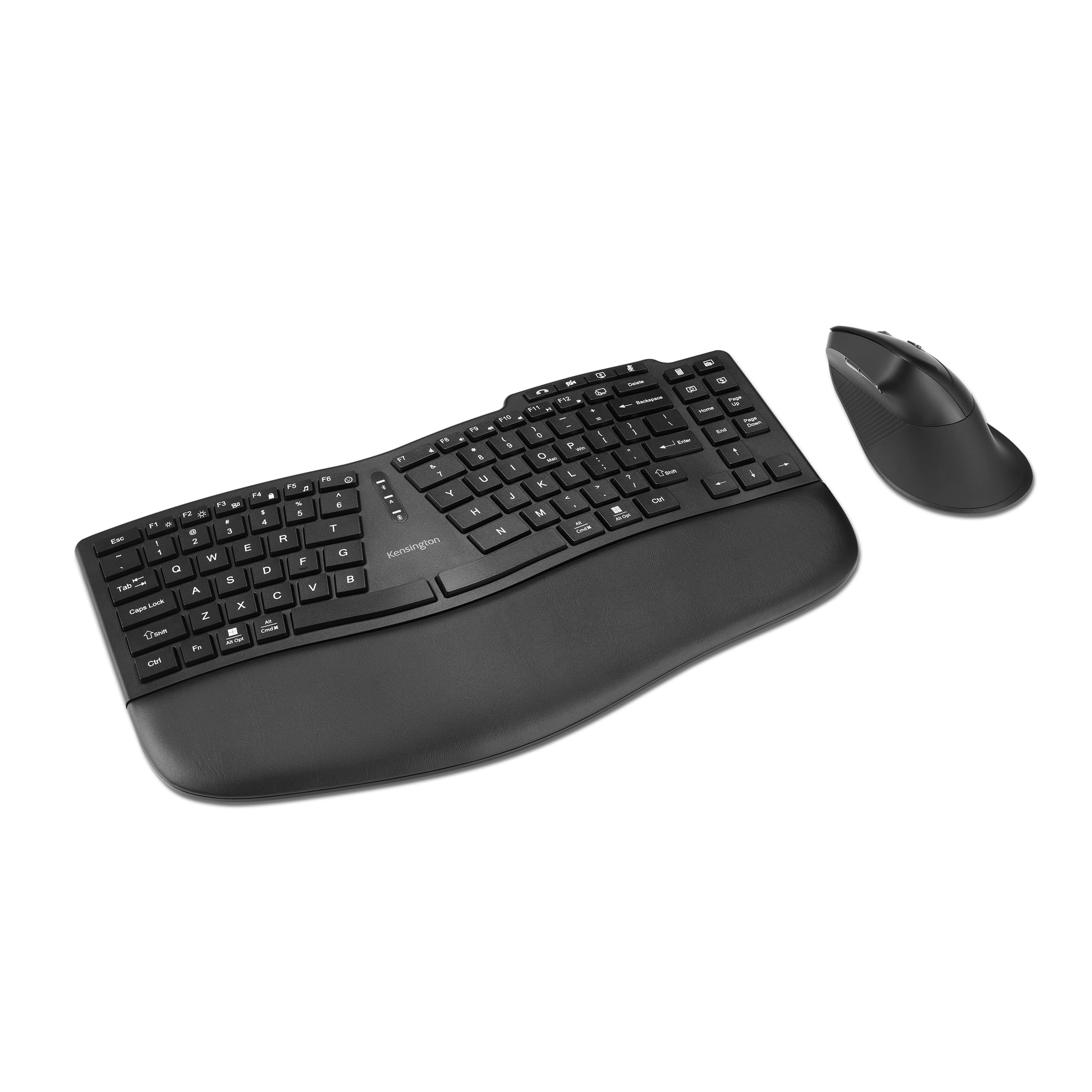 Kensington Pro Fit Ergo KM675 EQ Wireless Ergonomic Keyboard and Mouse Combo - Rechargeable Split TKL Keyboard, Bluetooth & 2.4GHz for 3 Devices, Programmable Keys (Black, K75492US) - Perfect for Office Work, Gaming & Home Computing