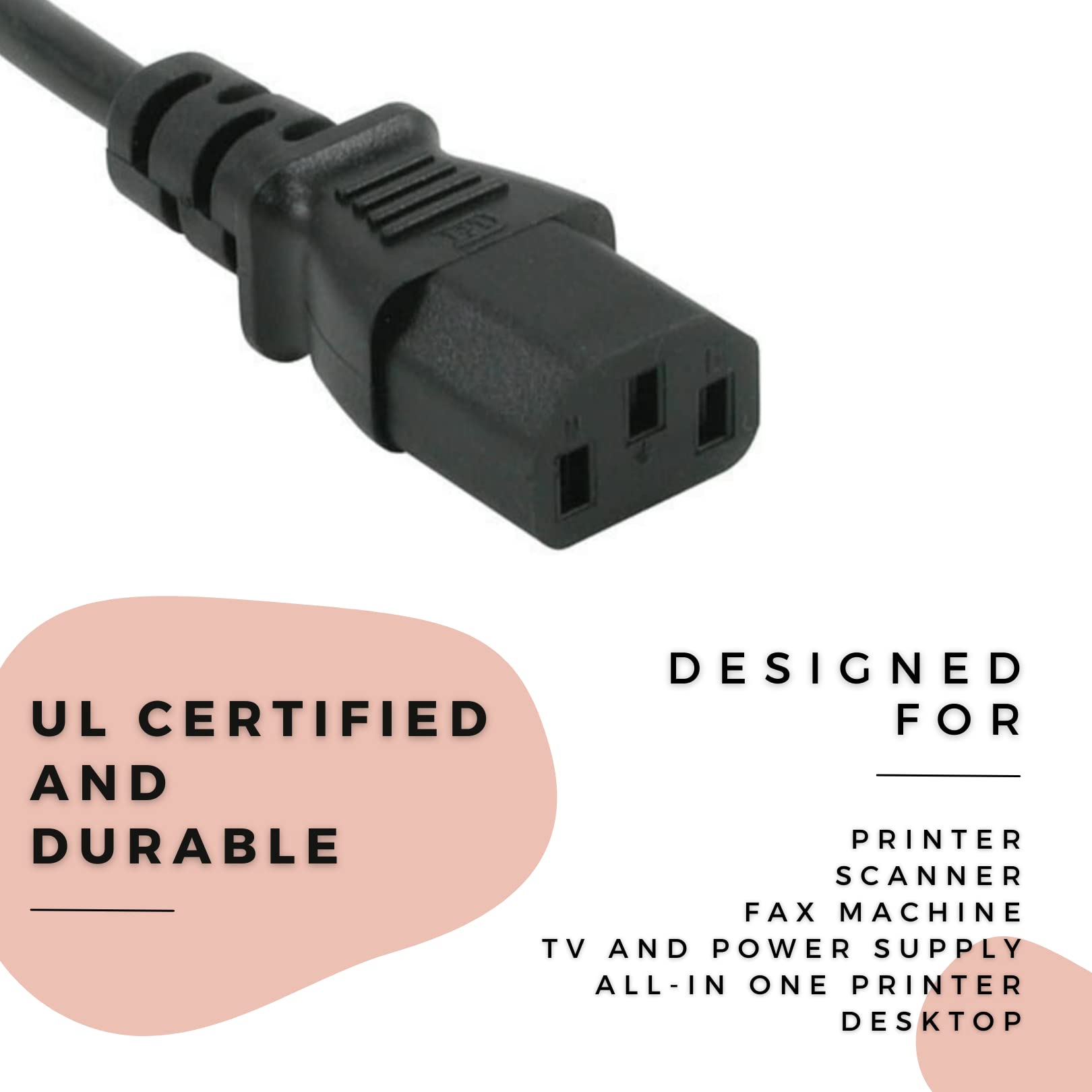 3FT Universal Power Cord 18 AWG Cable - 5-15P to C13 Premium Heavy Duty Power Cable for Skytech Gaming Chronos Mini PC - Perfect for Gaming Desktops, Workstations & Home Office Setup