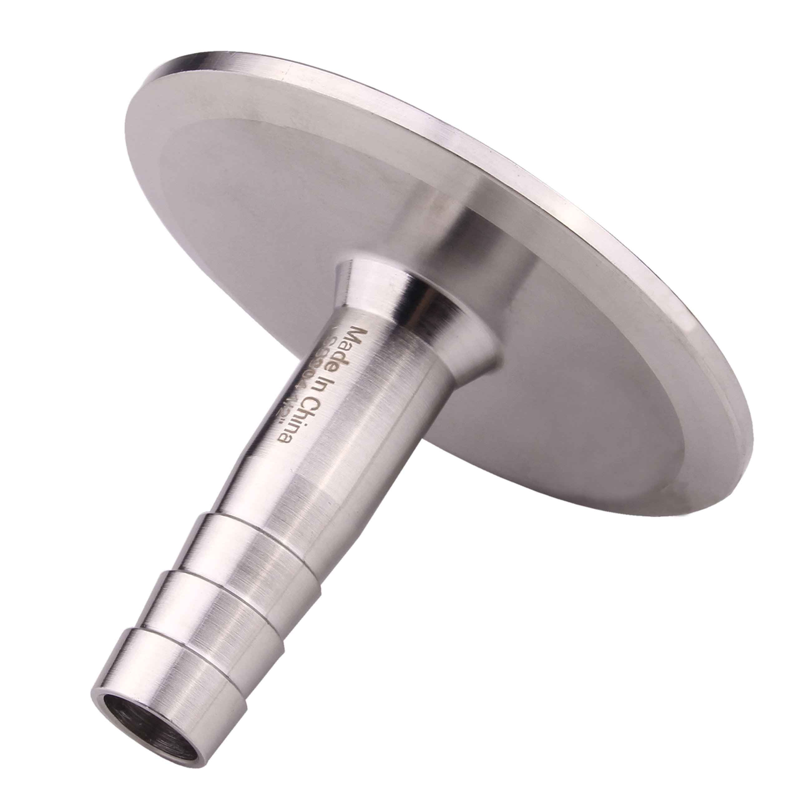 DERNORD 2 Inch Tri Clamp to 0.5 Inch Hose Barb Adapter - 304 Stainless Steel Sanitary Pipe Fitting (1/2