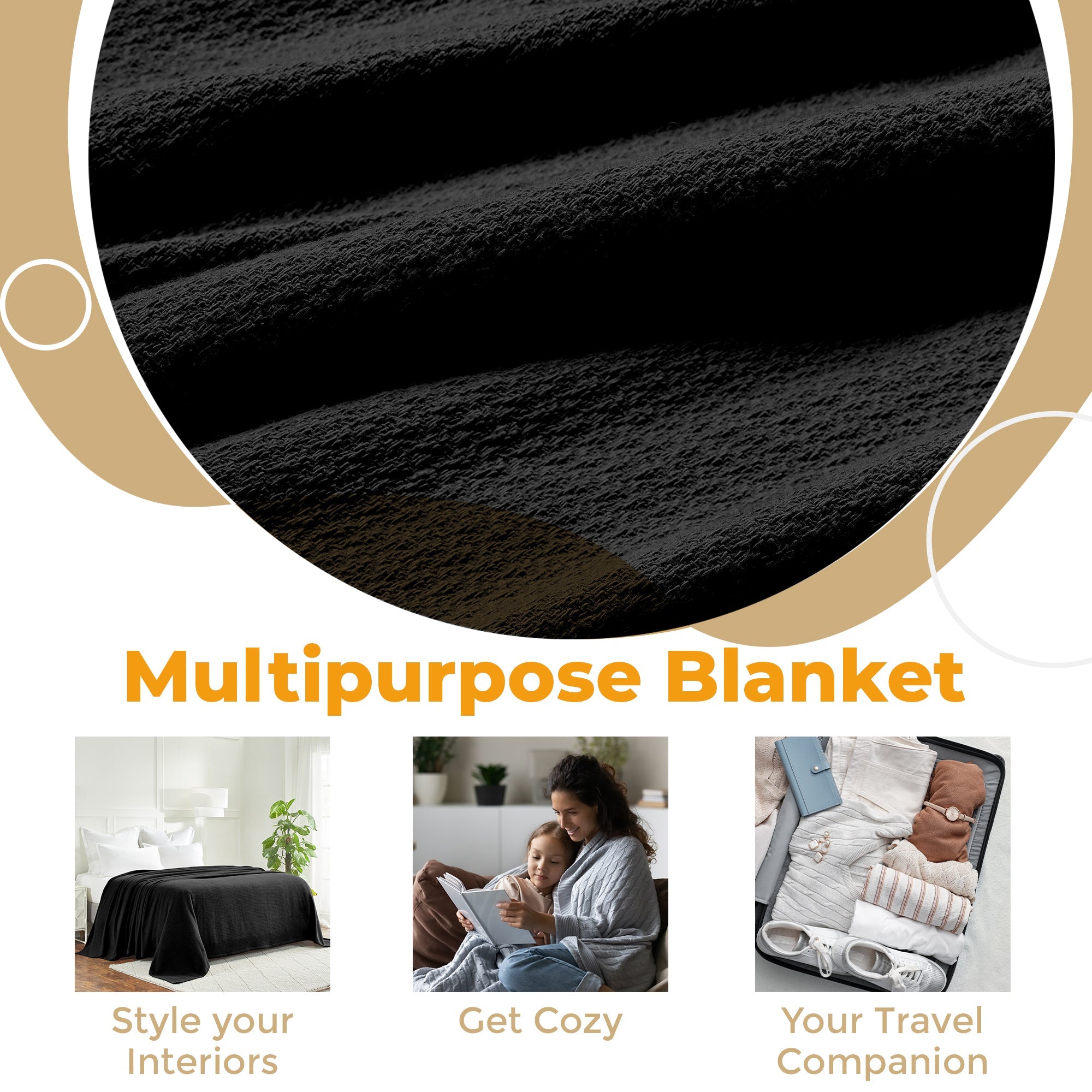 Premium Textured Cotton Waffle Weave Blanket - Soft & Breathable Throw for Bed, Sofa, or Couch - Cozy Home Decor & Perfect Gift for All Seasons