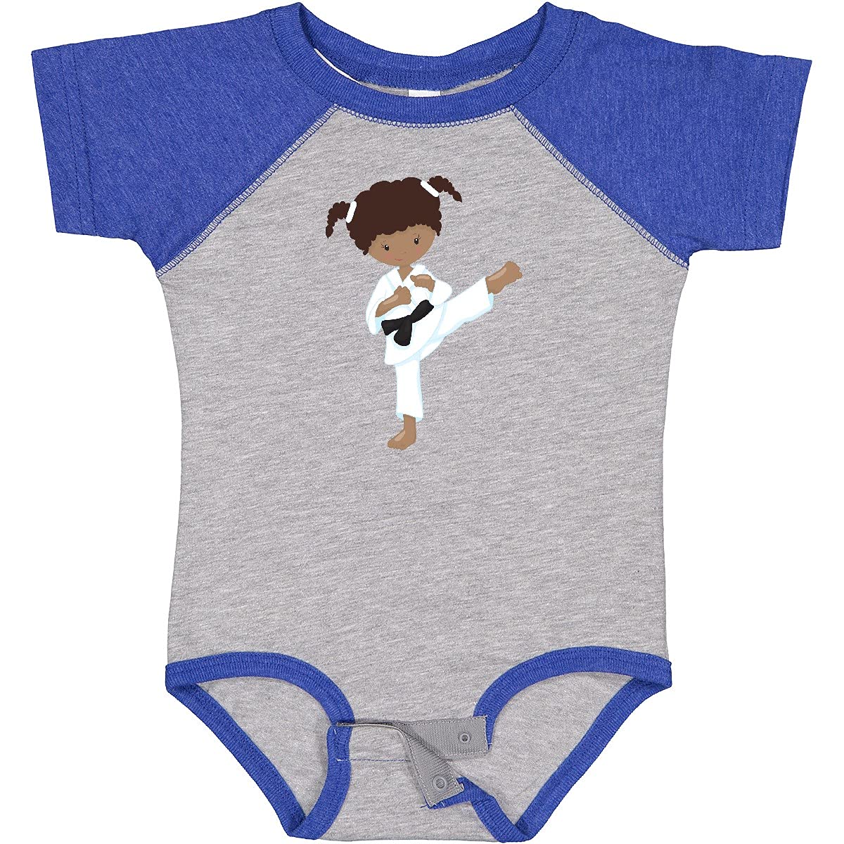Inktastic African American Girl Karate Girl Black Belt Baby Bodysuit - Cute Martial Arts Outfit for Toddlers & Infants - Perfect for Karate Classes, Playtime & Black History Month Celebrations