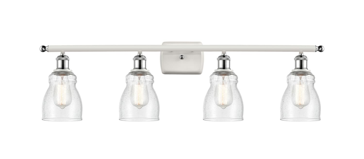 Innovations 516-4W-WPC-G394 Ellery 3 Light Bathroom Vanity Fixture - Ballston Collection in White & Polished Chrome - Perfect for Modern Bathroom Lighting & Makeup Area