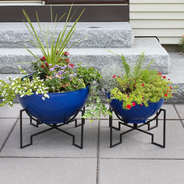 Jane Planters with Steel Patina Bowls - Modern Indoor/Outdoor Flower Pots for Home, Office & Garden Decor | Perfect for Succulents, Herbs & Small Plants