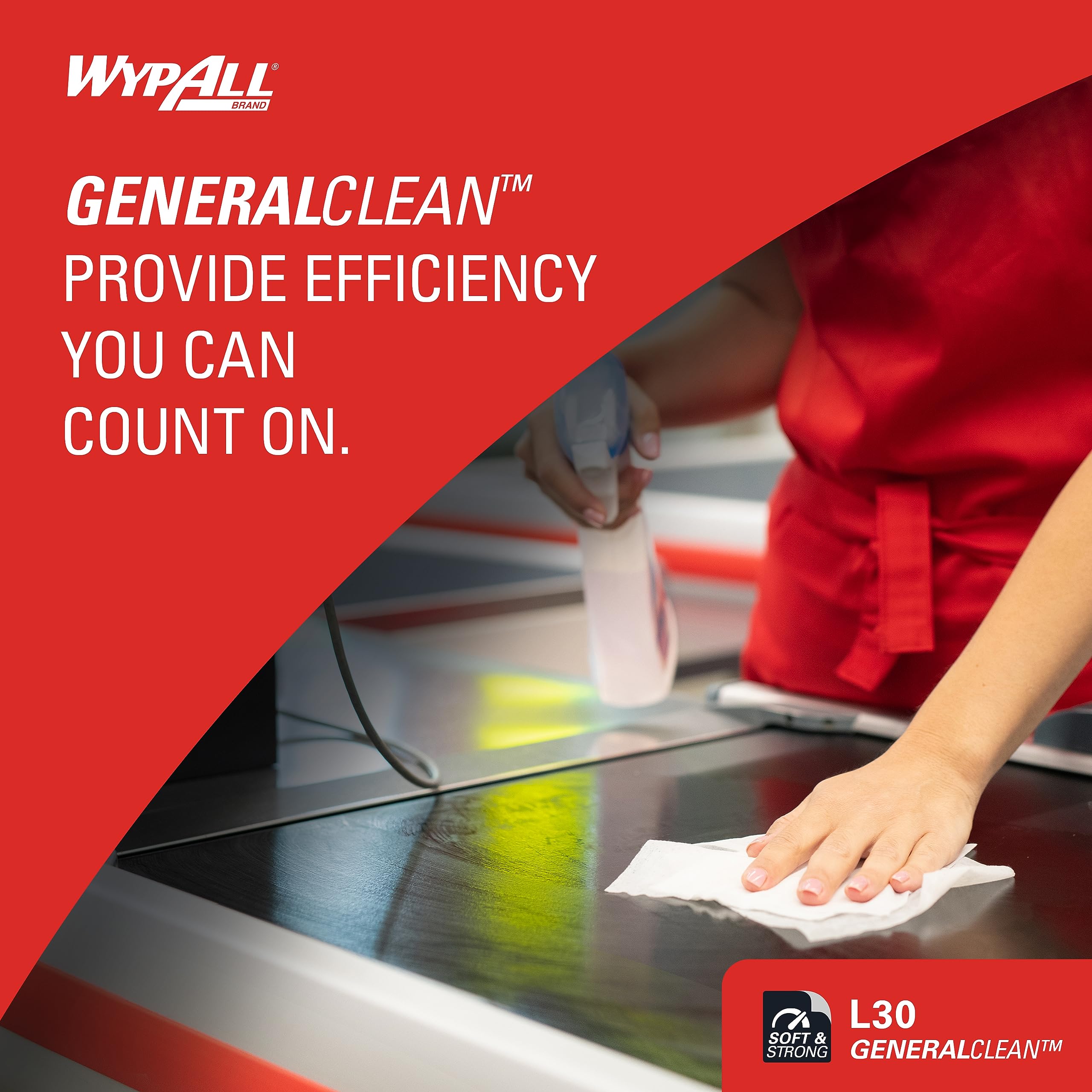 WypAll GeneralClean L30 Heavy Duty Cleaning Wipes (05800) - 8 Packs of 100 Sheets (800 Total) | Strong & Soft White Towels in Pop-Up Box | Ideal for Industrial, Garage & Workshop Cleaning