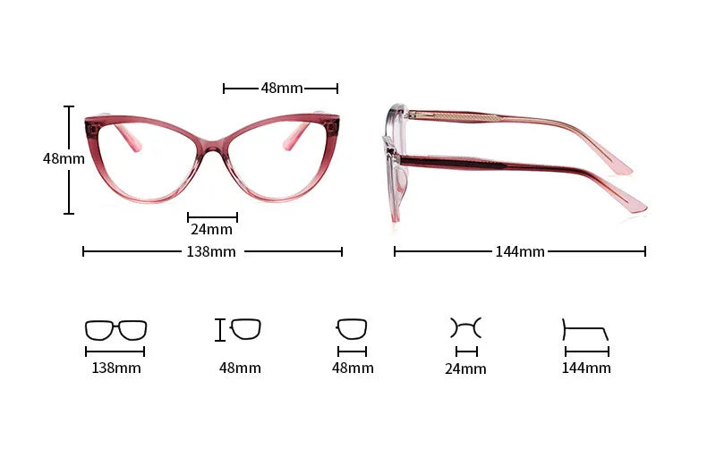 CCspace Women's Full Rim Square Cat Eye Titanium Eyeglasses Frame - Lightweight & Durable TR90 Material - Perfect for Work, Reading & Fashion Accessories