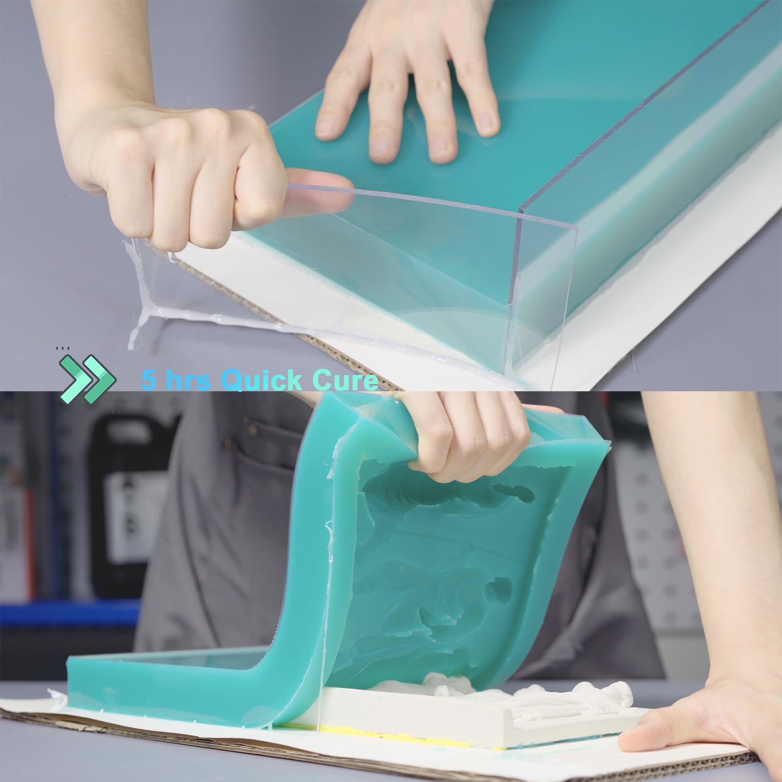 BBDINO 70.56 Oz Super Elastic Liquid Silicone Rubber Mold Making Kit - 1:1 Volume Ratio for DIY 3D Resin Casting, Jewelry, Soap & Candle Molds - Jade Green Food Safe Silicone for Arts & Crafts Projects