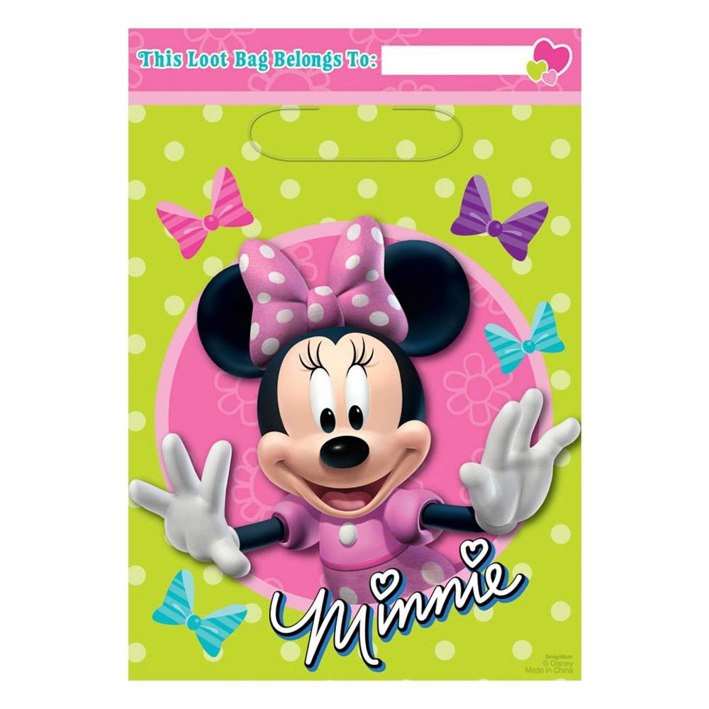 Amscan Minnie Mouse Party Favor Bags (8 Pack) - Perfect for Birthday Parties, Baby Showers & Disney Themed Events