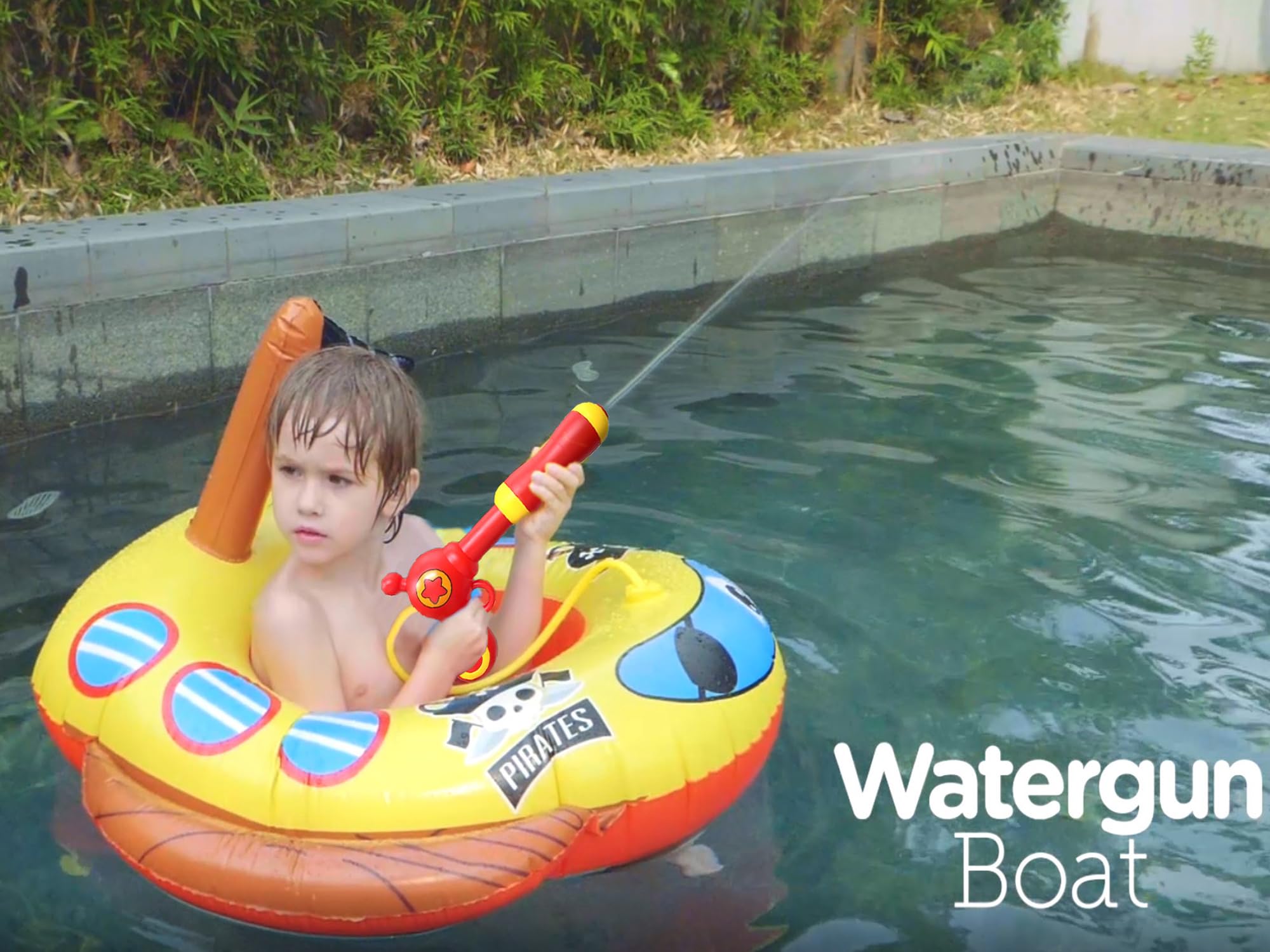 **Pirate Ship Pool Float with Water Gun for Kids - Inflatable Swimming Pool Toys for Toddlers Ages 3-8 - Summer Fun Outdoor Water Play for Boys & Girls - Perfect for Backyard Pools, Beaches & Lakes**