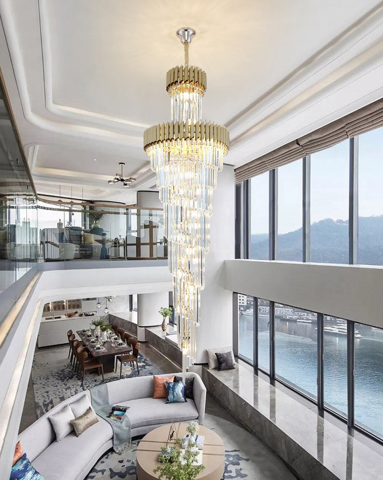 Merlin Cascading Crystal Prism Chandelier - Elegant Lighting Fixture for Dining Room, Bedroom & Living Room Decor