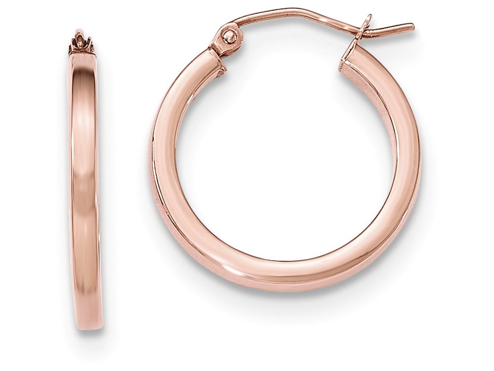 FJC Finejewelers 14k Rose Gold Lightweight Square Tube Hoop Earrings for Women - Elegant Everyday Jewelry, Perfect for Work, Parties & Special Occasions