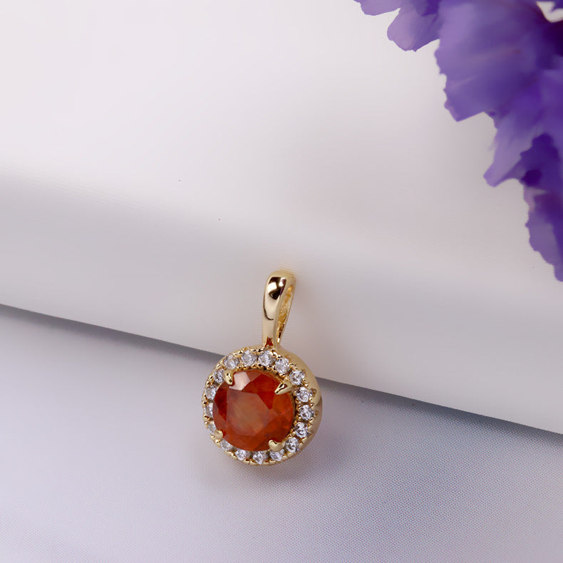 Spessartine Garnet Red Halo Birthstone Pendant Necklace & Charm | January Birthstone Jewelry | Perfect for Valentine's Day Gifts & Anniversary Presents | TB1650