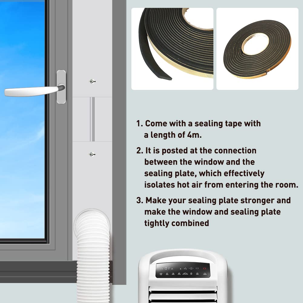 Gulrear Universal Portable Air Conditioner Window Vent Kit - 3 Adjustable Slide Seal Plates & 5.9