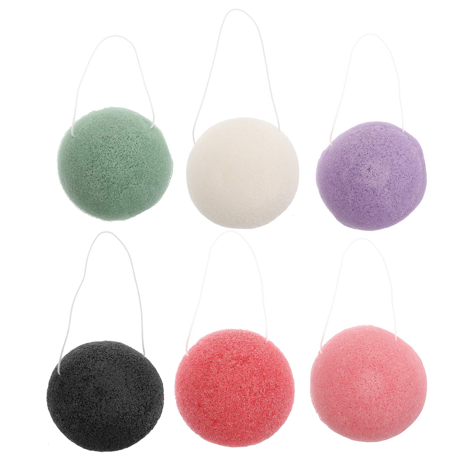 6-Pack Natural Konjac Sponges for Face & Body - Gentle Exfoliating Facial Cleansing Puff, Skin Massage Sponge for Soft & Smooth Skin - Perfect for Daily Skincare, Makeup Removal & Sensitive Skin Care