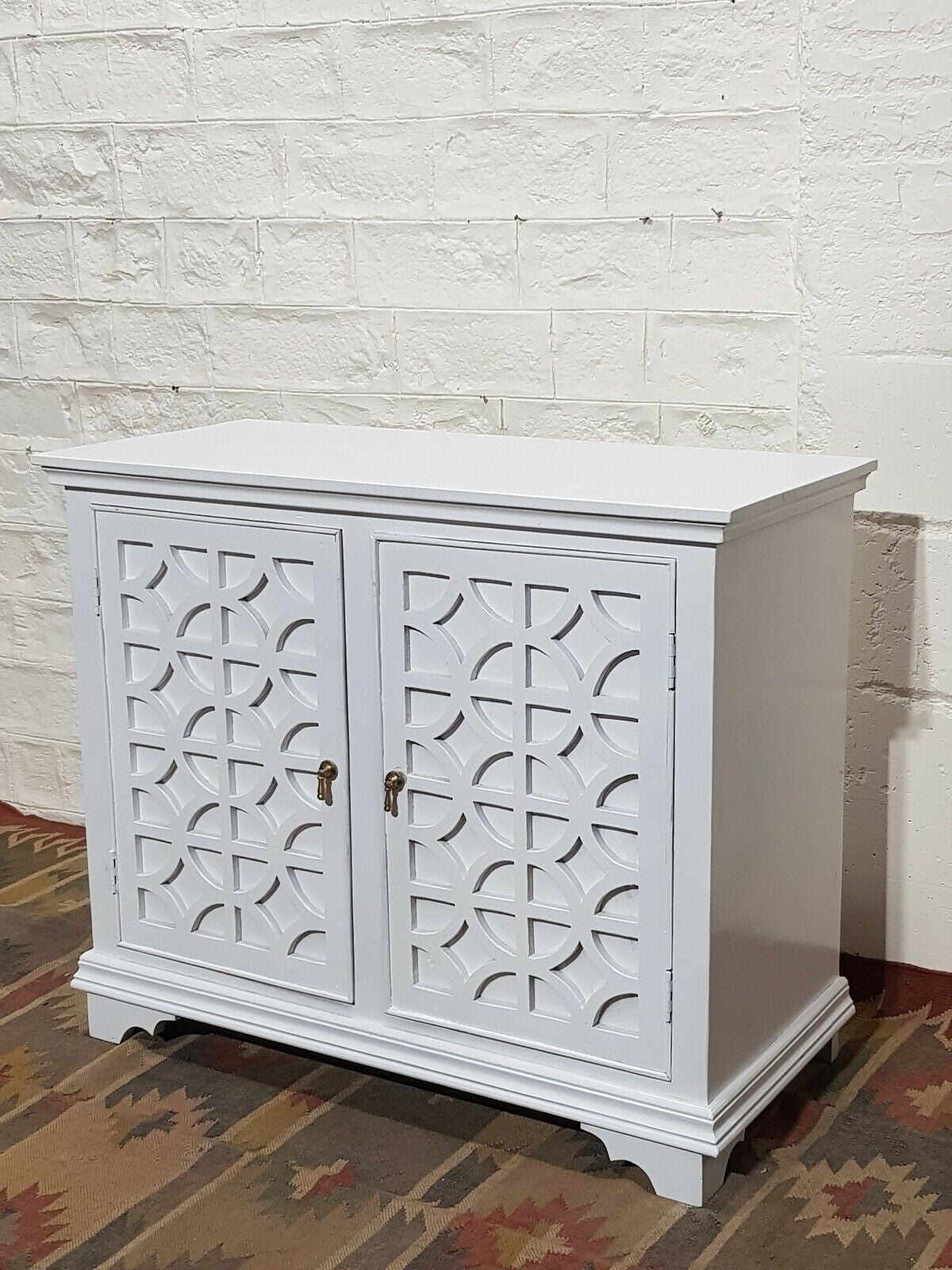 French Arched Hand Carved Solid Wood Buffet Sideboard - White | Rustic Farmhouse Dining Room Storage Cabinet for Kitchen & Living Room Decor