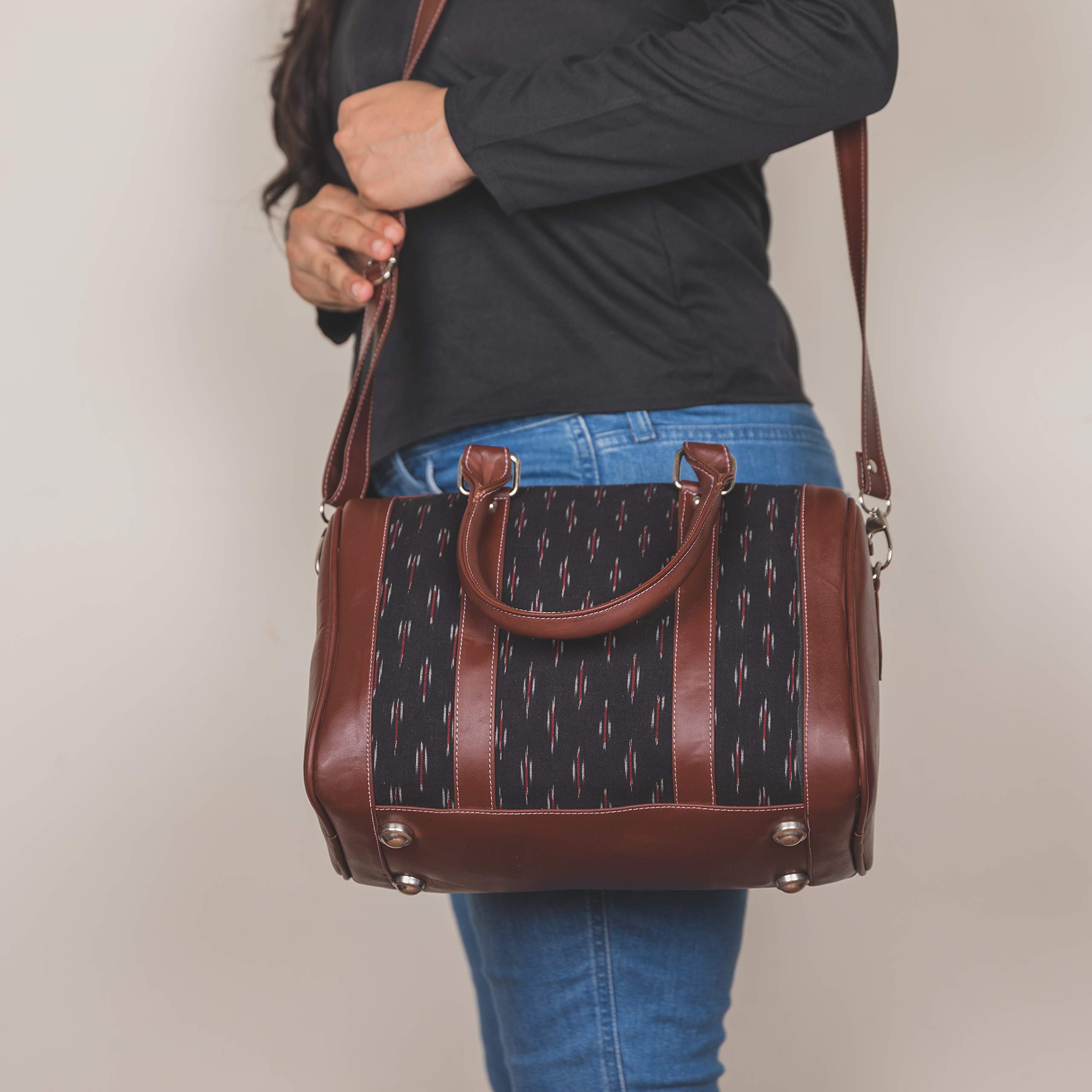 ZOUK Vegan Leather Women's Handbag - Printed Designer Purse with Double Handles & Detachable Crossbody Strap | Perfect for Work, Travel & Everyday Use