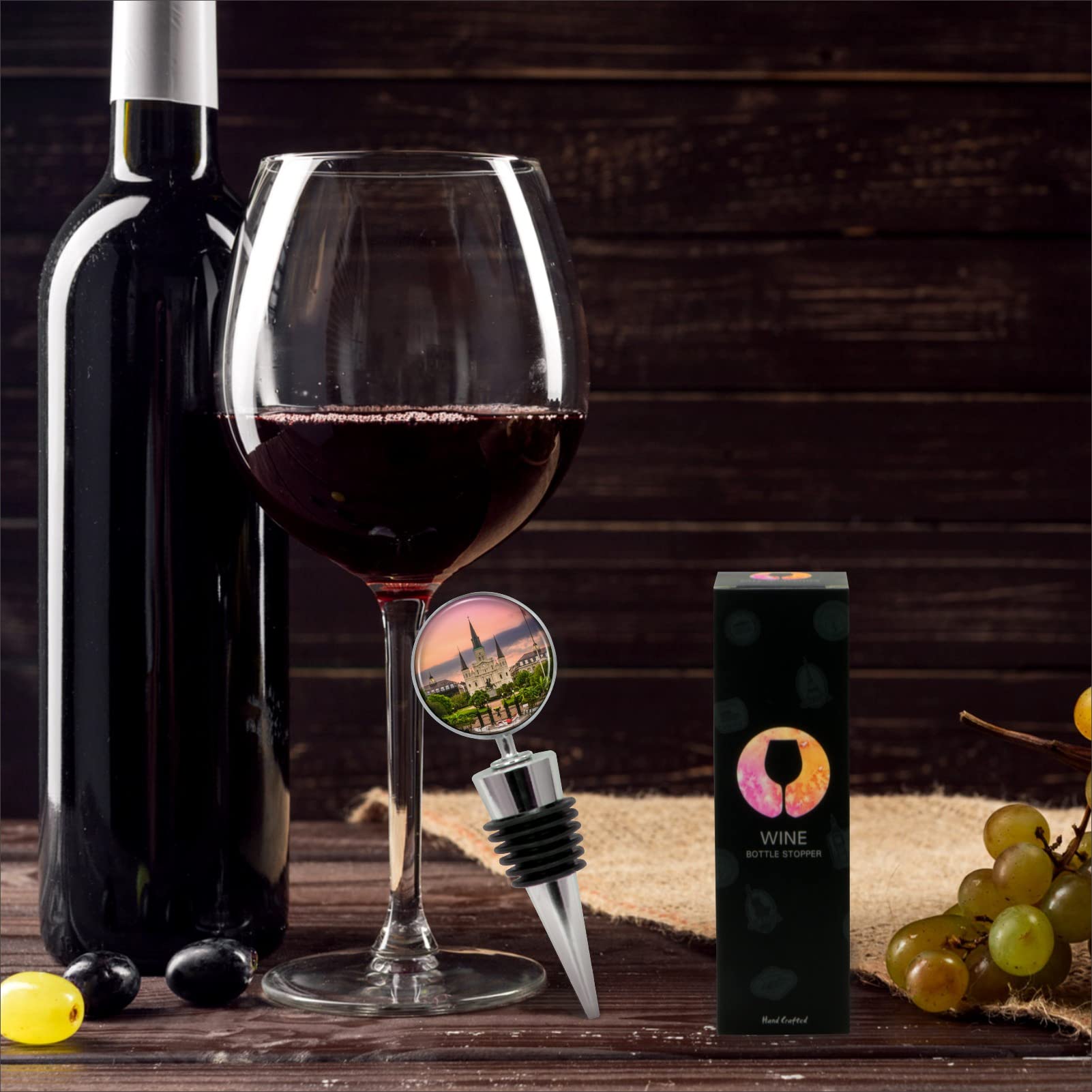 Premium New Orleans Wine Bottle Stopper Set in Elegant Gift Box - Airtight Cork for Red & White Wines - Perfect Housewarming Gift, Wedding Present & Dinner Party Essential