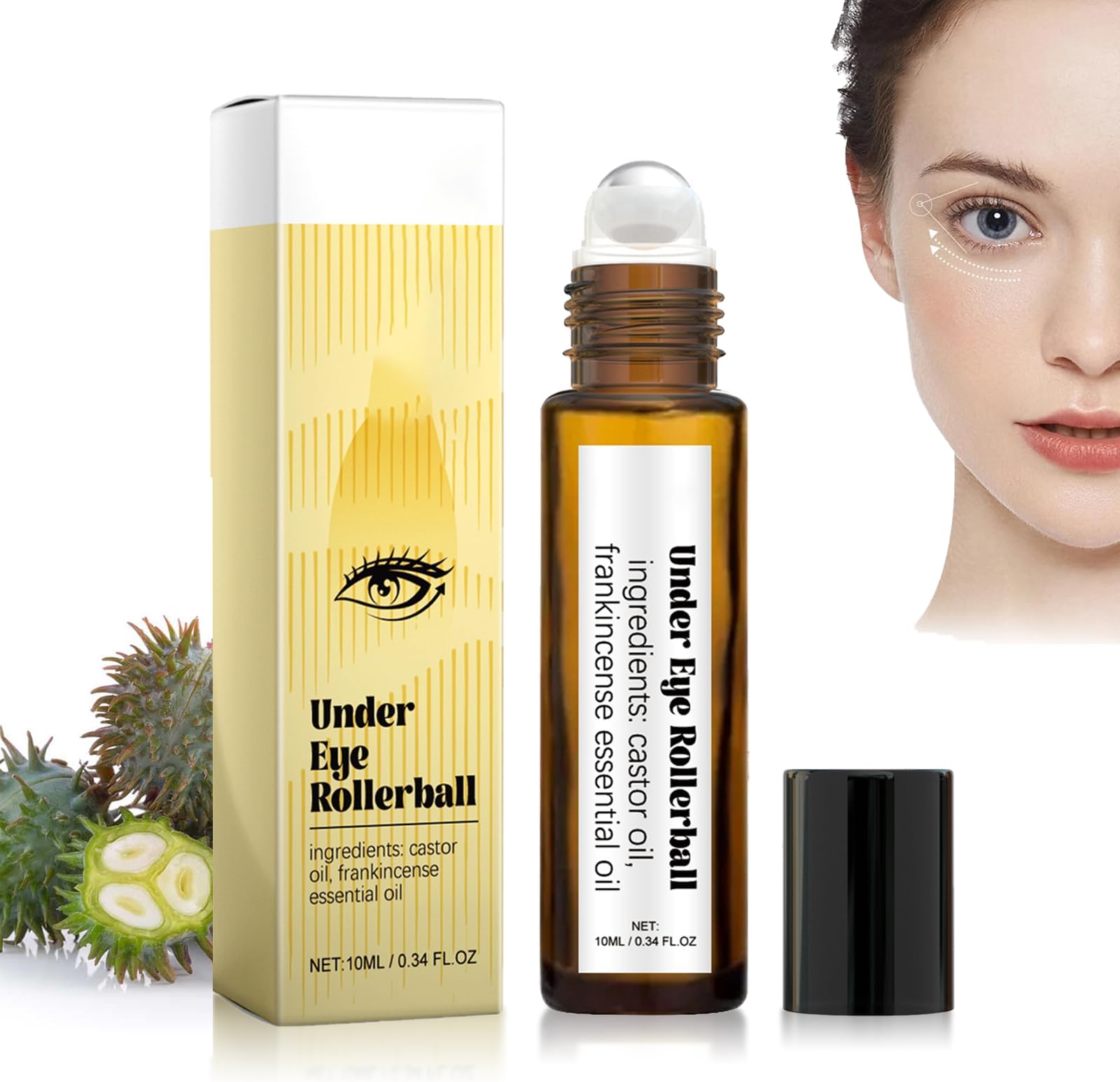 Organic Rollerball Castor Oil & Frankincense Blend - Natural Aromatherapy for Relaxation, Skin Care & Hair Growth - Perfect for Stress Relief, Massage & Holistic Wellness