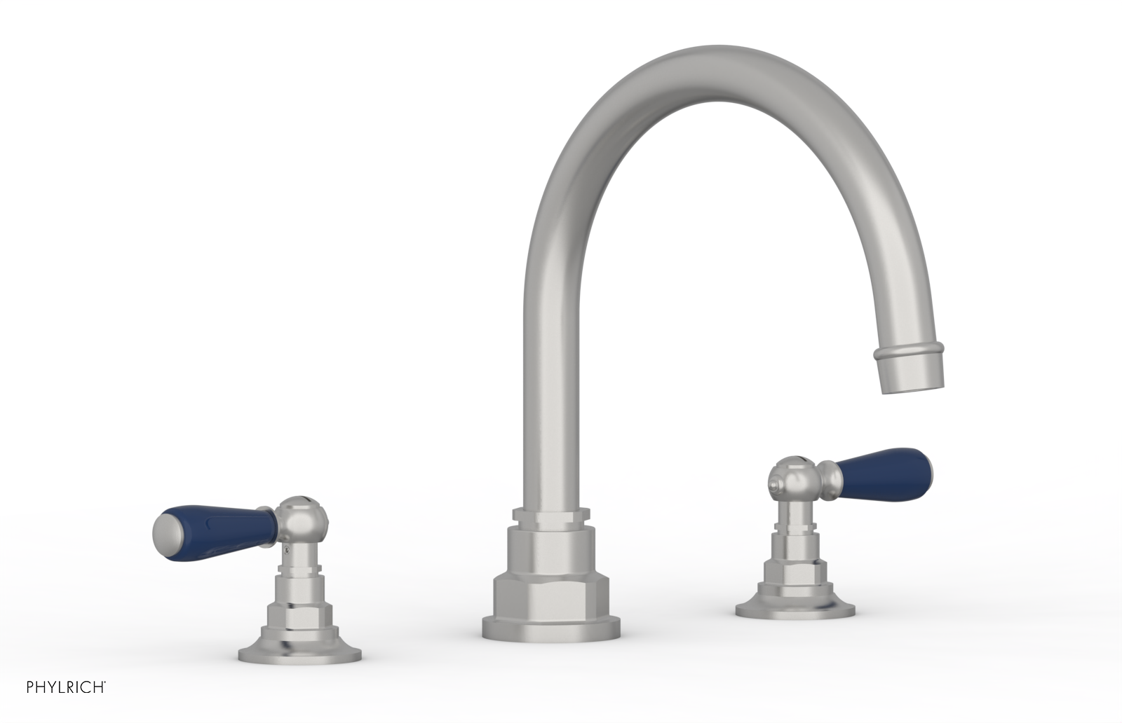Jamestown Deck Tub Set with Lever Handles - Navy Blue Accented Bathroom Faucet (41