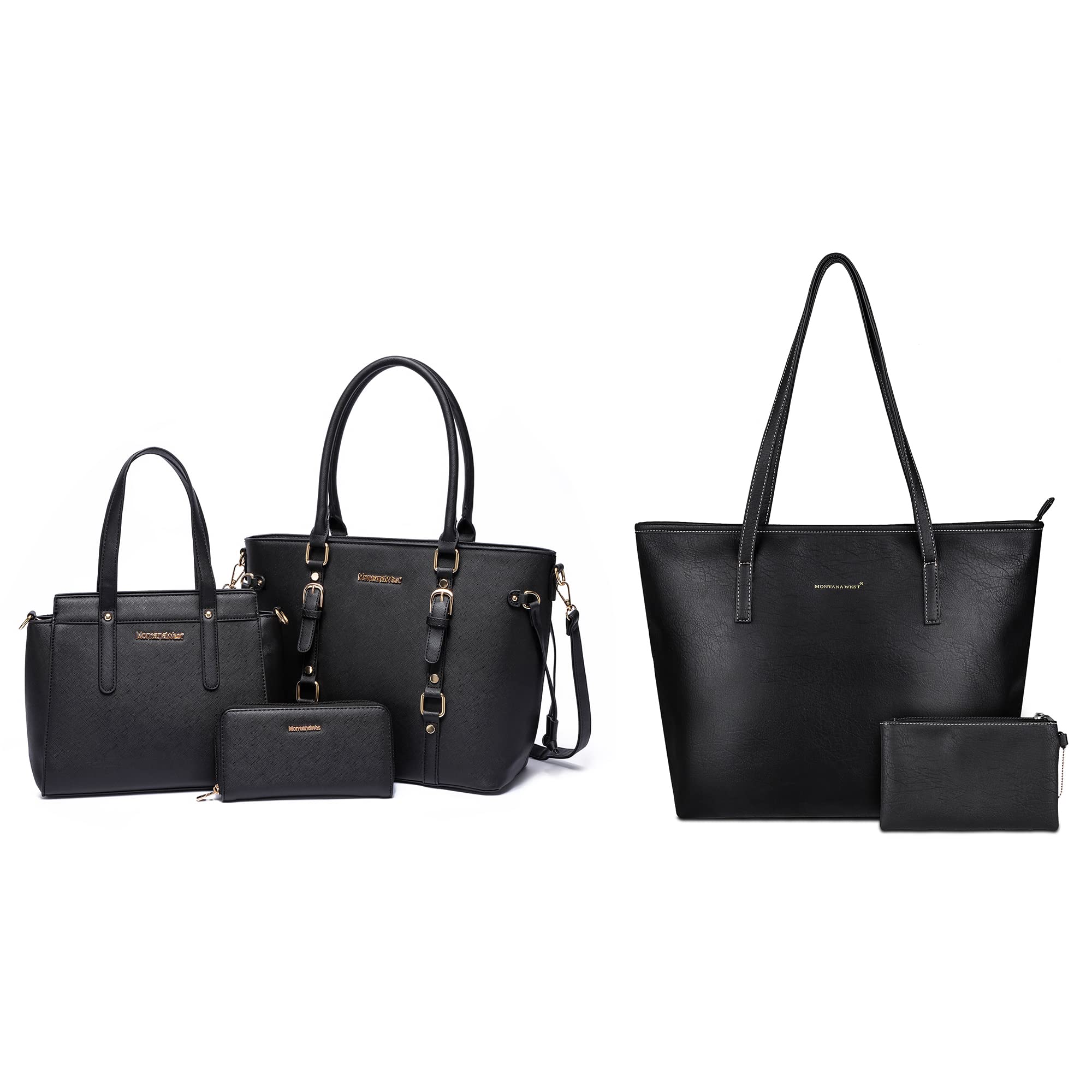 Montana West Women's Leather Tote Purse & Wallet Set - 5 Piece Shoulder Bag Collection for Work, Travel & Everyday Use