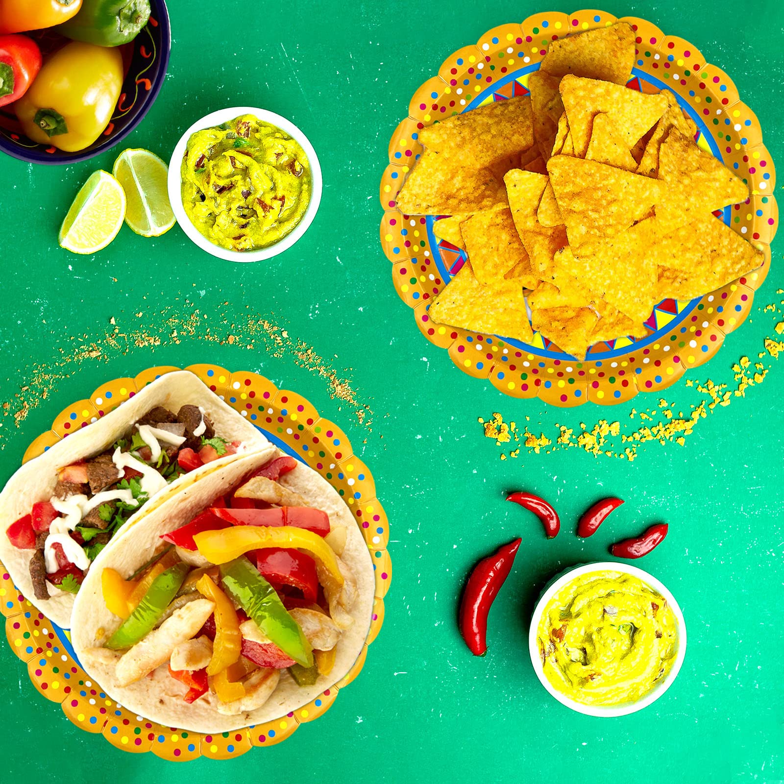 50 Pack Colorful Fiesta Paper Plates - Disposable Dinnerware for Cinco de Mayo, Mexican Themed Parties, BBQs & Celebrations - Durable & Vibrant Party Supplies for Outdoor Events & Family Gatherings