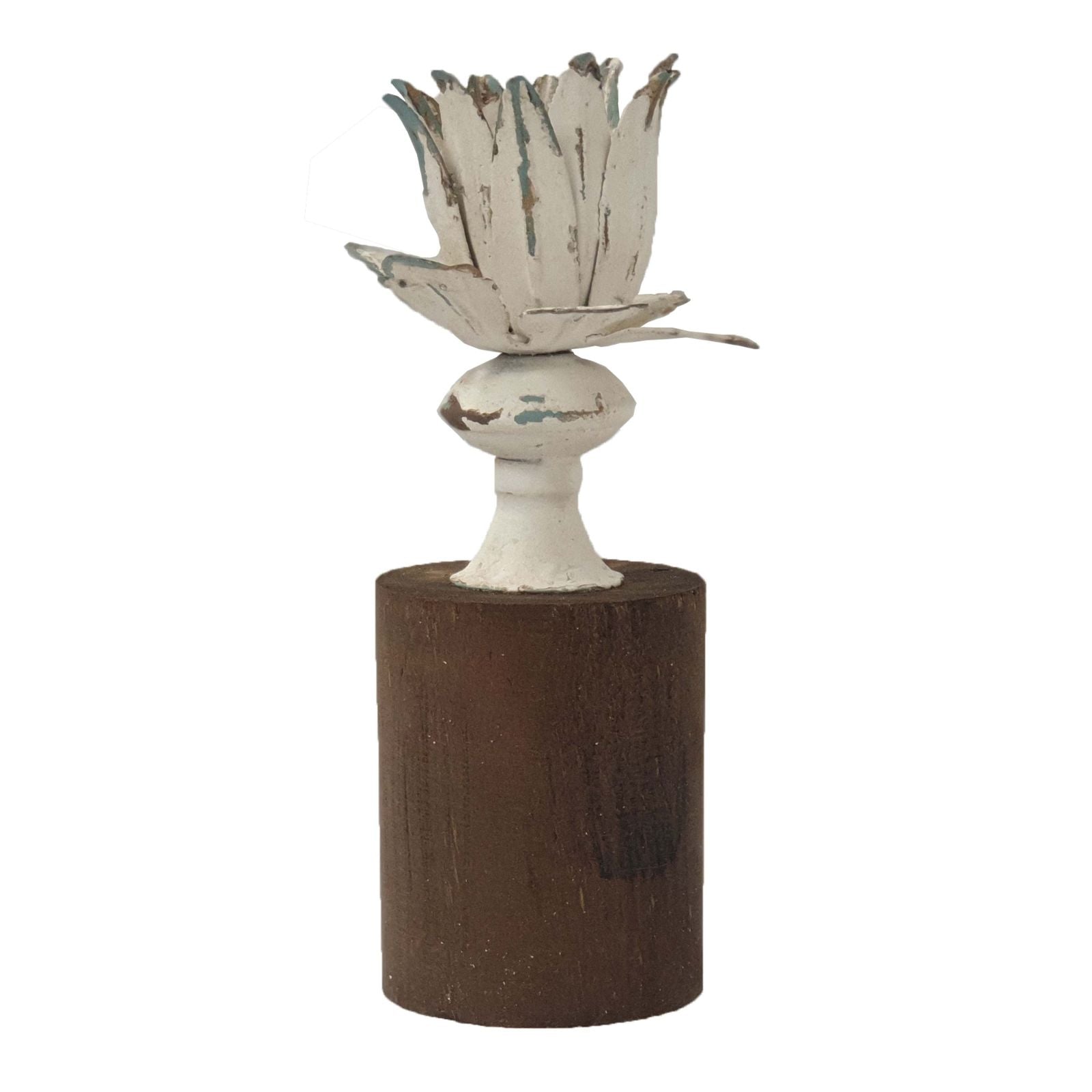 Urban Style Metal Flower Candle Holder with Wooden Base - Elegant Home Decor for Living Room, Dining Table & Wedding Centerpieces