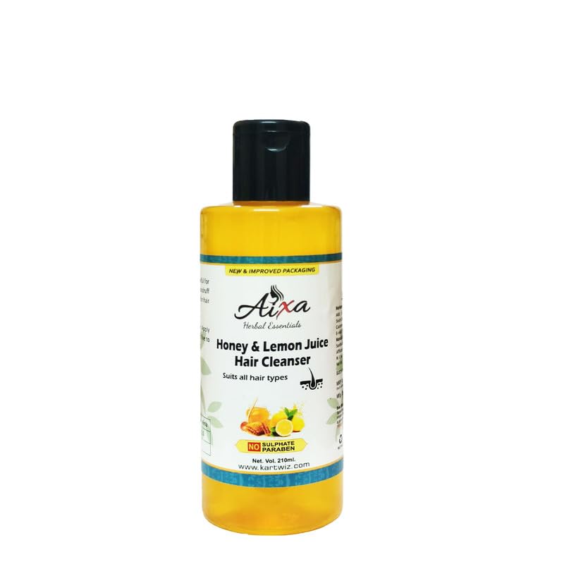 Aixa Honey Lemon Juice Shampoo & Cleanser - Natural Ayurvedic Hair Care for All Hair Types with Honey, Lemon & Shikakai - Sulfate Free, Paraben Free - Perfect for Dry, Damaged & Color-Treated Hair - 10.1 fl oz (Set of 1)
