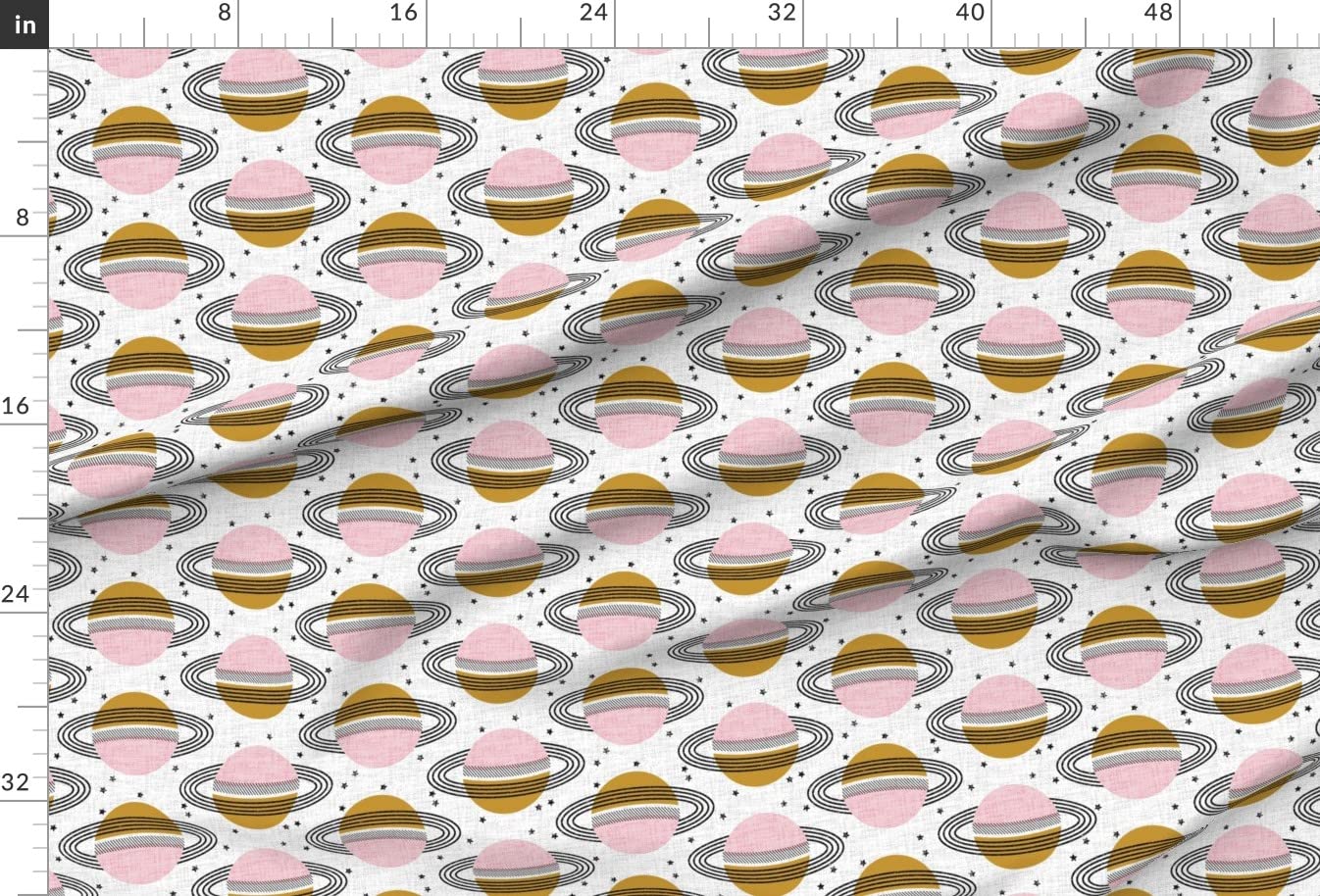 Planet Sky Space Outer Space Planets Mid Century Modern Printed Satin Fabric by The Yard - Sewing, Lining, Apparel, Fashion, Blankets, Home Decor - Perfect for DIY Projects, Quilting & Upholstery
