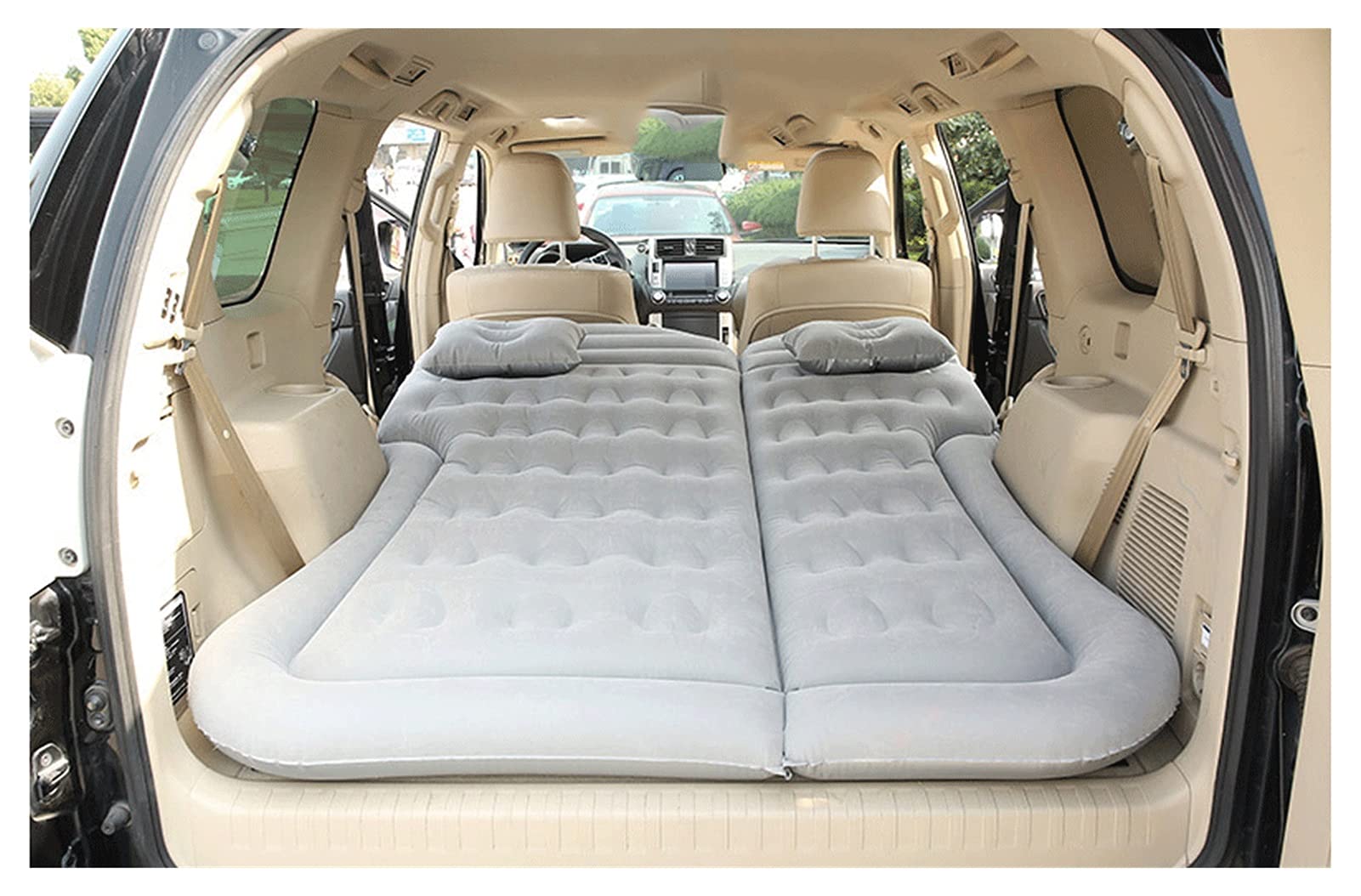 **QSWL SUV Air Mattress Camping Bed – Thickened Inflatable Air Pad with Double-Side Flocking, Includes Pump & 2 Air Pillows – Perfect for Car, Travel, and Outdoor Adventures (Light Gray, 135x75x15cm) – Ideal for Road Trips, Camping, and Backyard Lounging**