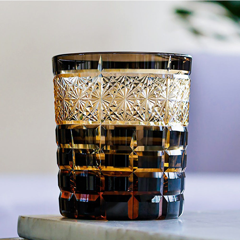 Handcrafted Edo Kiriko Diamond Whiskey Glass - Premium Cut Crystal Tumbler for Whiskey, Cocktails & Tea - Elegant Barware & Gift for Home, Office & Special Occasions