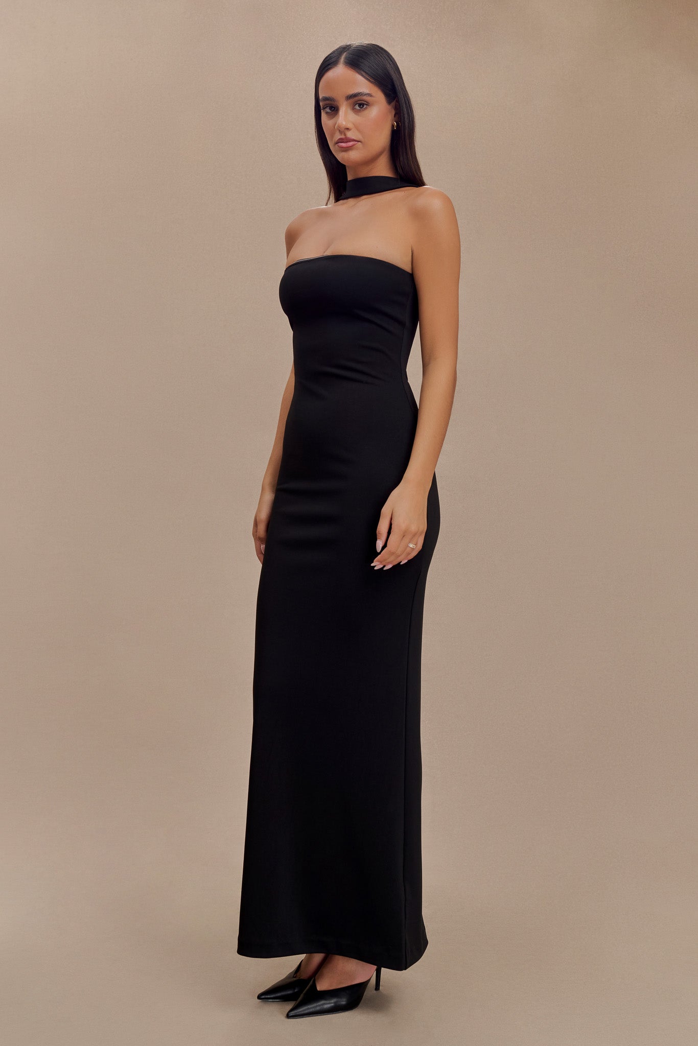 Velma Halter Collar Maxi Dress for Women - Elegant Black Summer Evening Gown for Parties, Weddings & Date Nights
