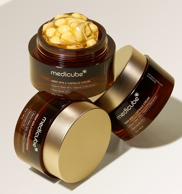 Medicube Deep Vita C Capsule Cream 55g - Vitamin C Brightening & Anti-Aging Face Moisturizer for Glowing Skin | Perfect for Daily Skincare Routine & Nighttime Hydration