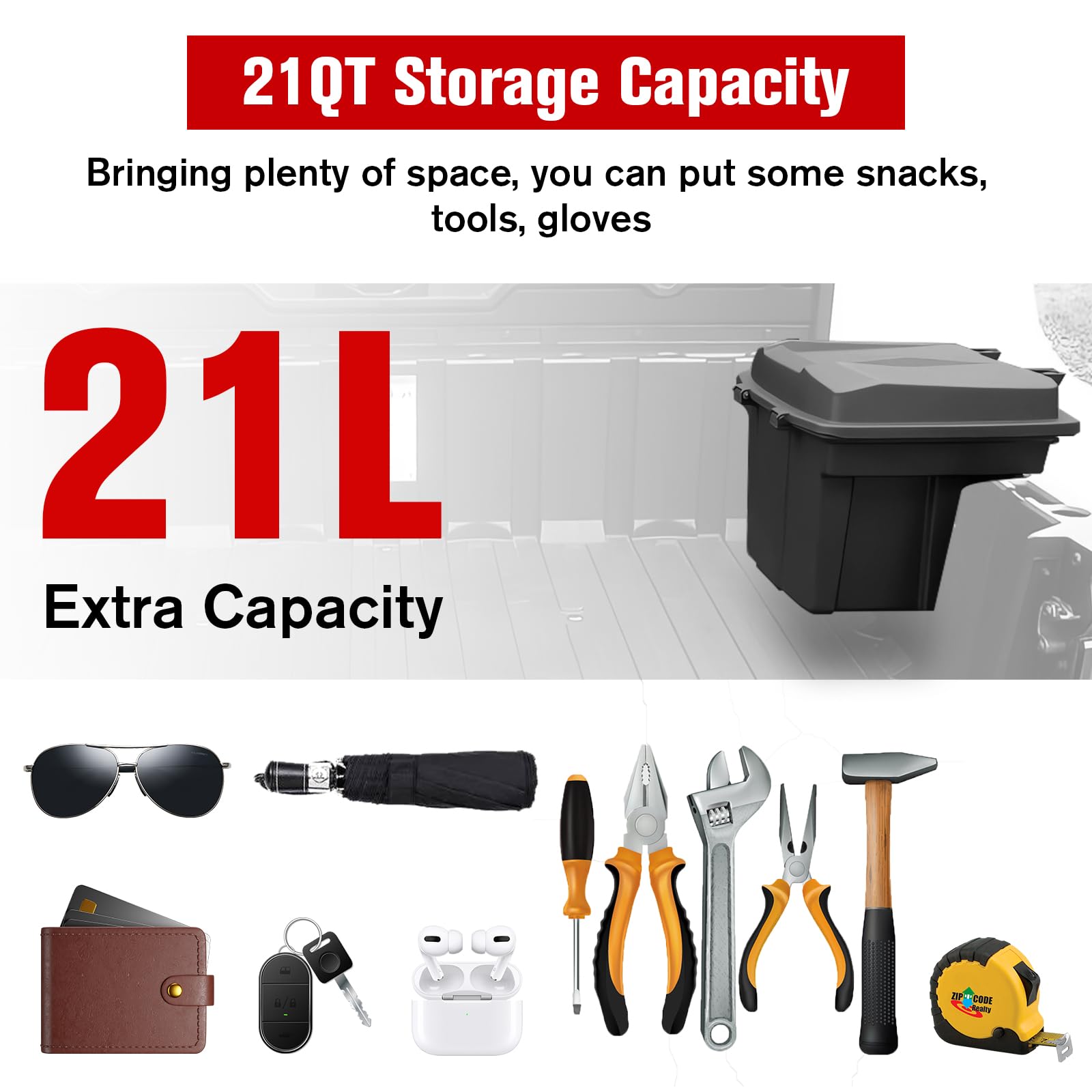 Polaris Ranger XP 1000 900 800 570 500 Bed Storage Box | Removable Cargo Organizer for 2016-2024 Models | Polaris General 1000 Accessories | Perfect for Off-Road Gear Storage & Camping Equipment Organization