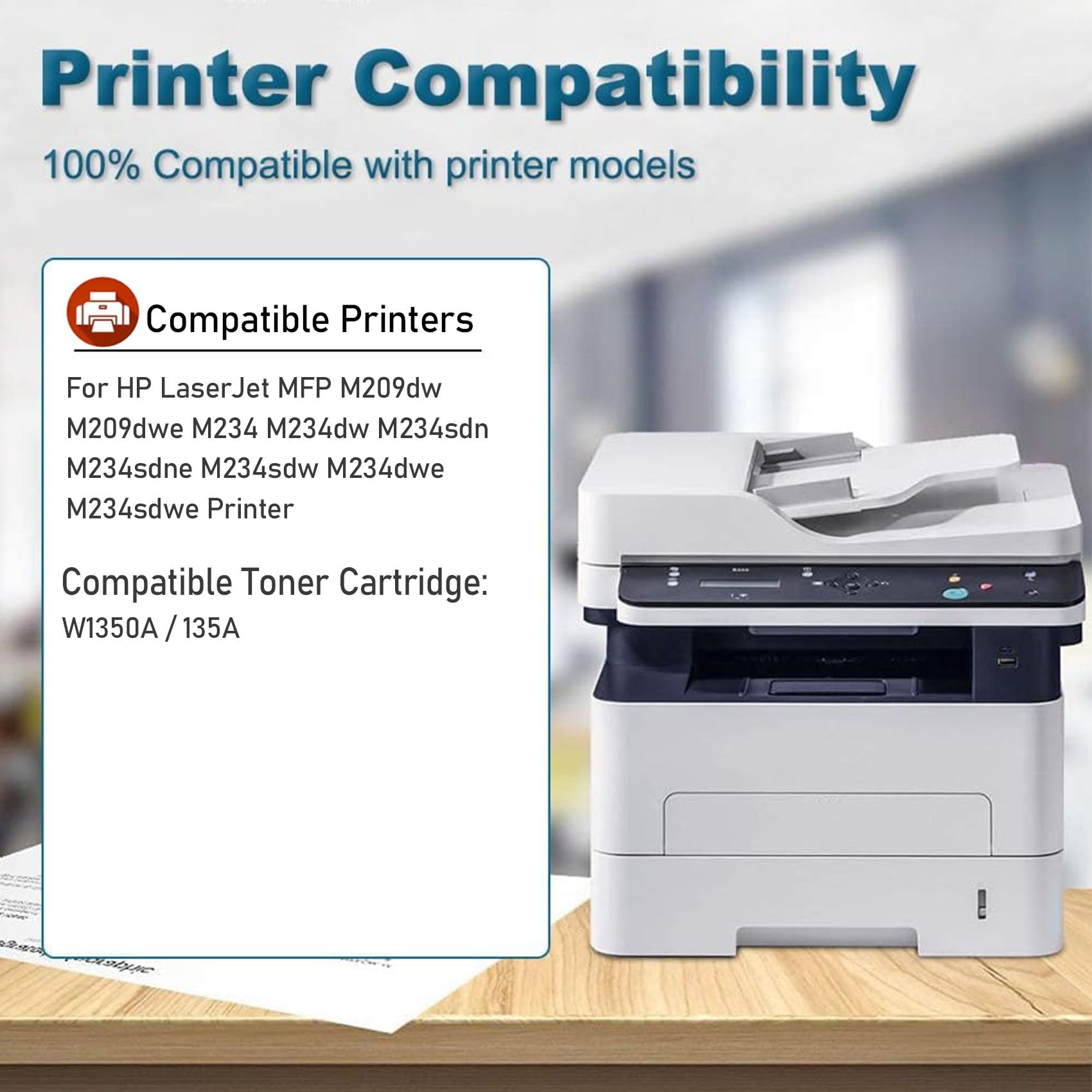 HP W1350A Compatible Black High Yield Toner Cartridges (5-Pack) - Works with HP LaserJet MFP M209/M209dw/M209dwe/M232/M234/M234dw Printers - Chipped Replacement for Office & Home Printing Needs