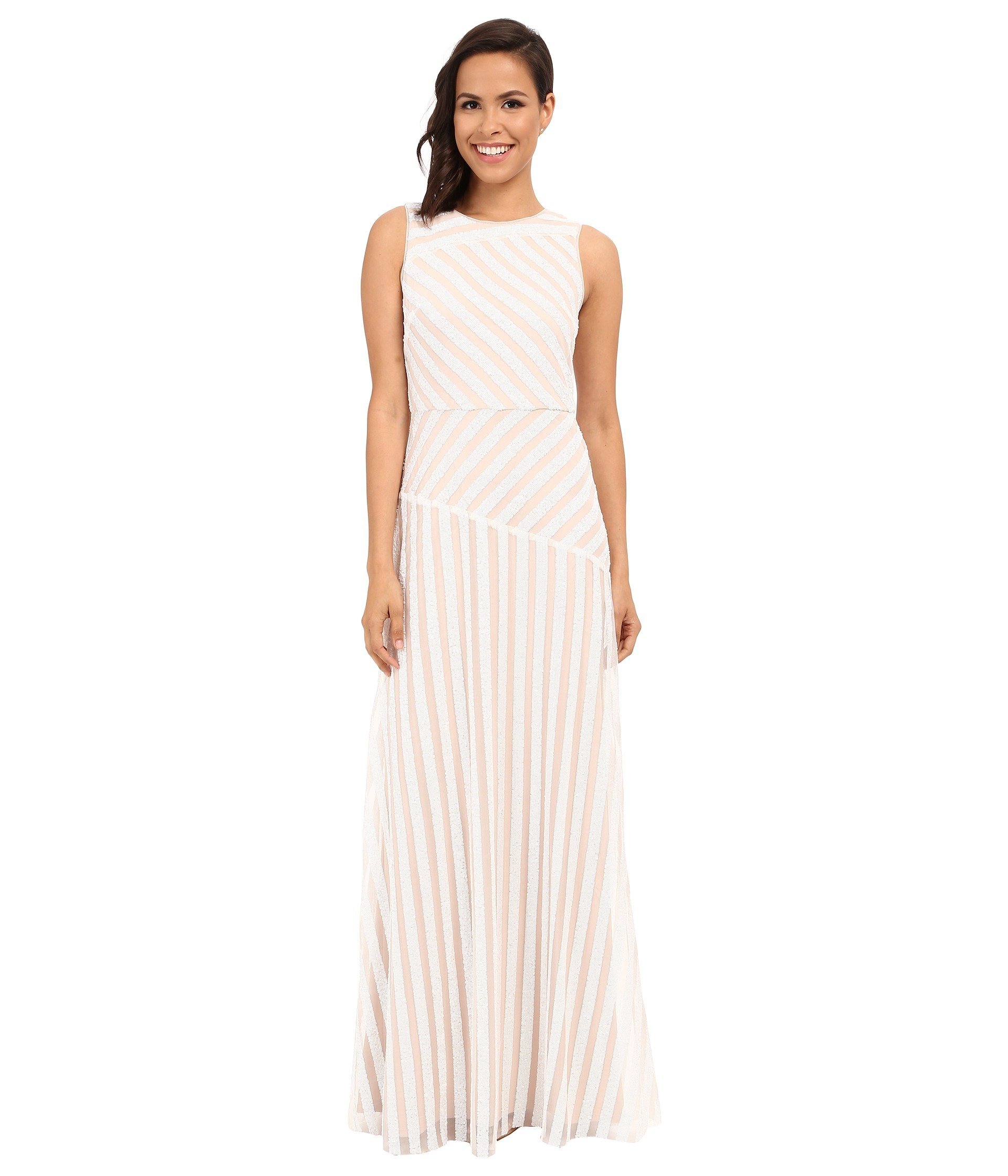 Donna Morgan Women's Gigi Striped Sequin Gown - Elegant Evening Dress for Prom, Gala & Special Occasions