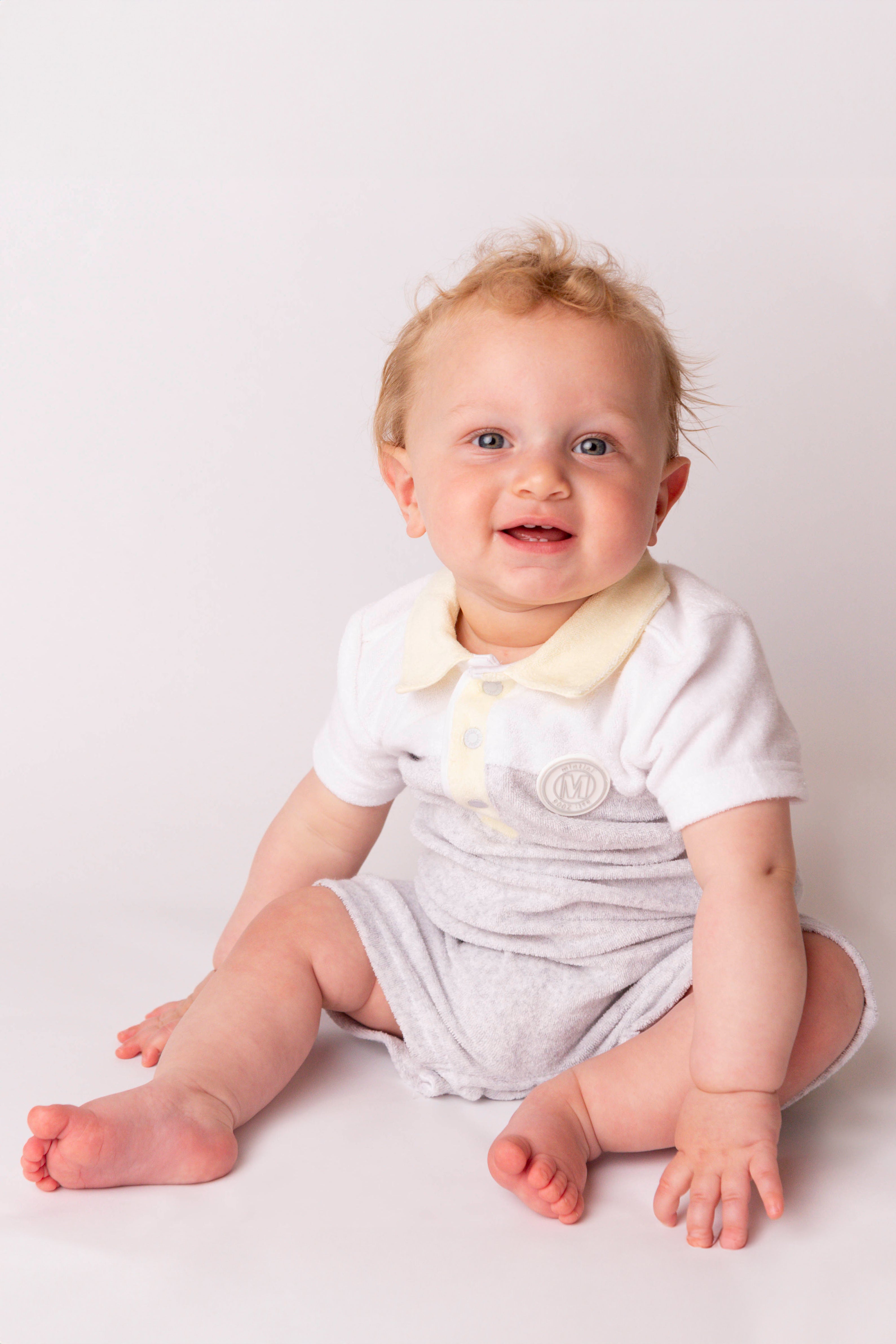 Leo Grey & Lemon Terry Toweling Romper - Soft Baby Jumpsuit for Boys & Girls | Perfect for Playtime, Daycare & Loungewear