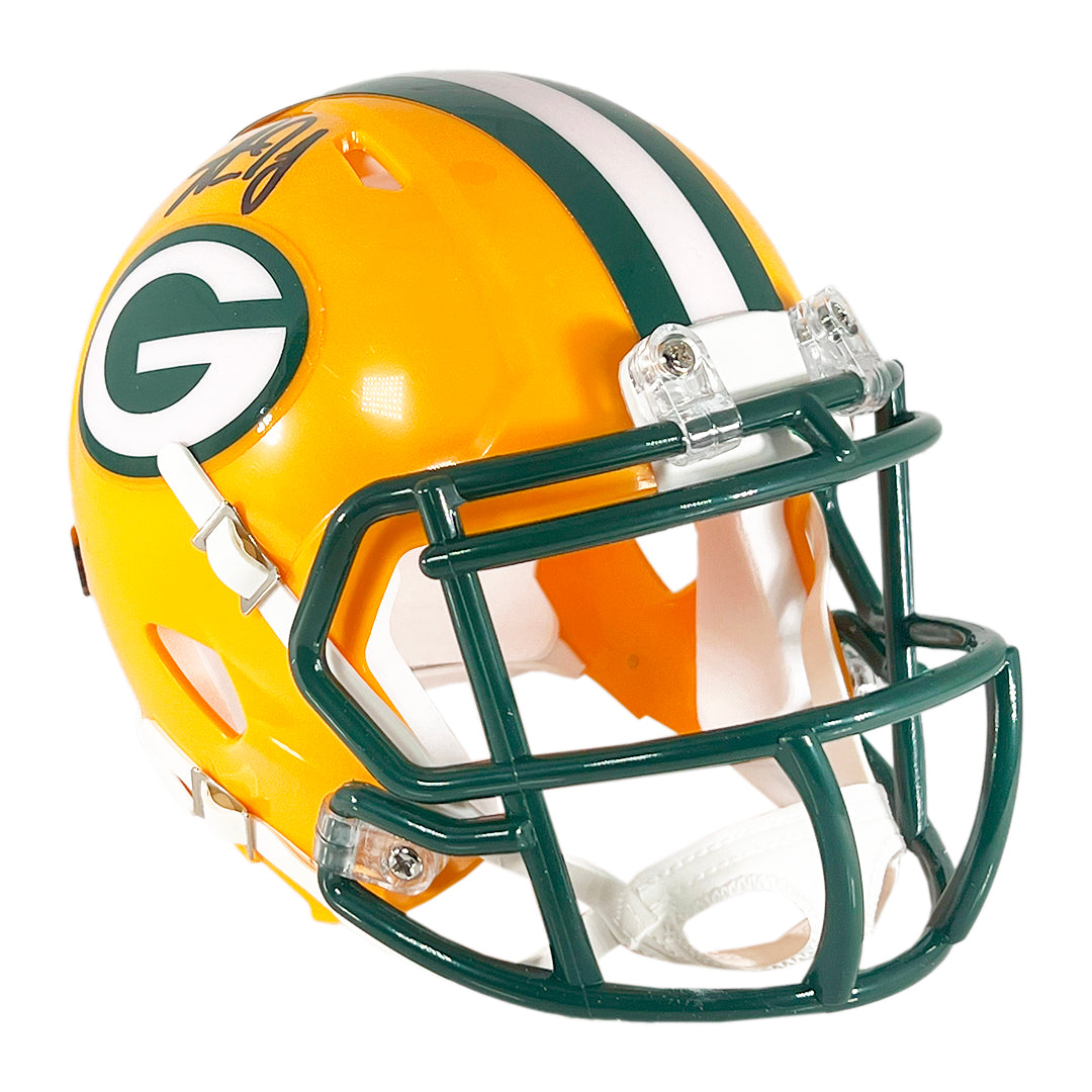 Aaron Jones Autographed Green Bay Packers Speed Mini Football Helmet with Beckett COA - Perfect for NFL Fans, Collectors, and Sports Memorabilia Displays