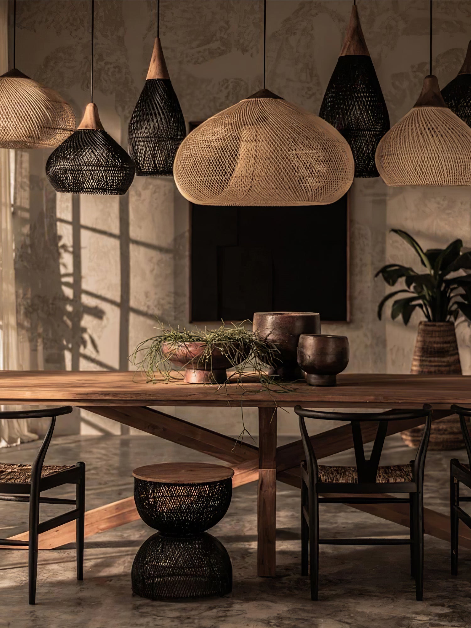 Handwoven Rattan Pendant Light - Natural Boho Ceiling Lighting Fixture for Bedroom, Living Room & Patio Decor