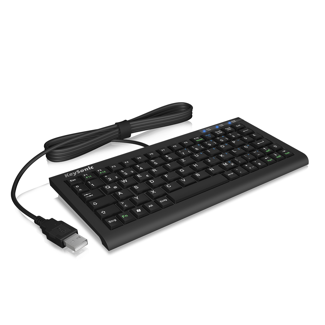 Keysonic ACK 3401U Super Mini USB Keyboard - Compact & Portable for Laptop, PC, Office & Travel Use