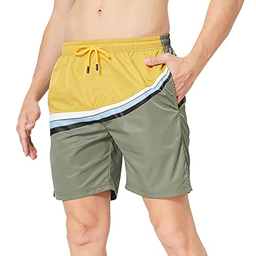 Men's Casual Summer Beach Shorts - Quick-Dry Outdoor Sports Shorts with Contrast Stripes for Running, Hiking & Travel - Lightweight & Comfortable for Active Lifestyles