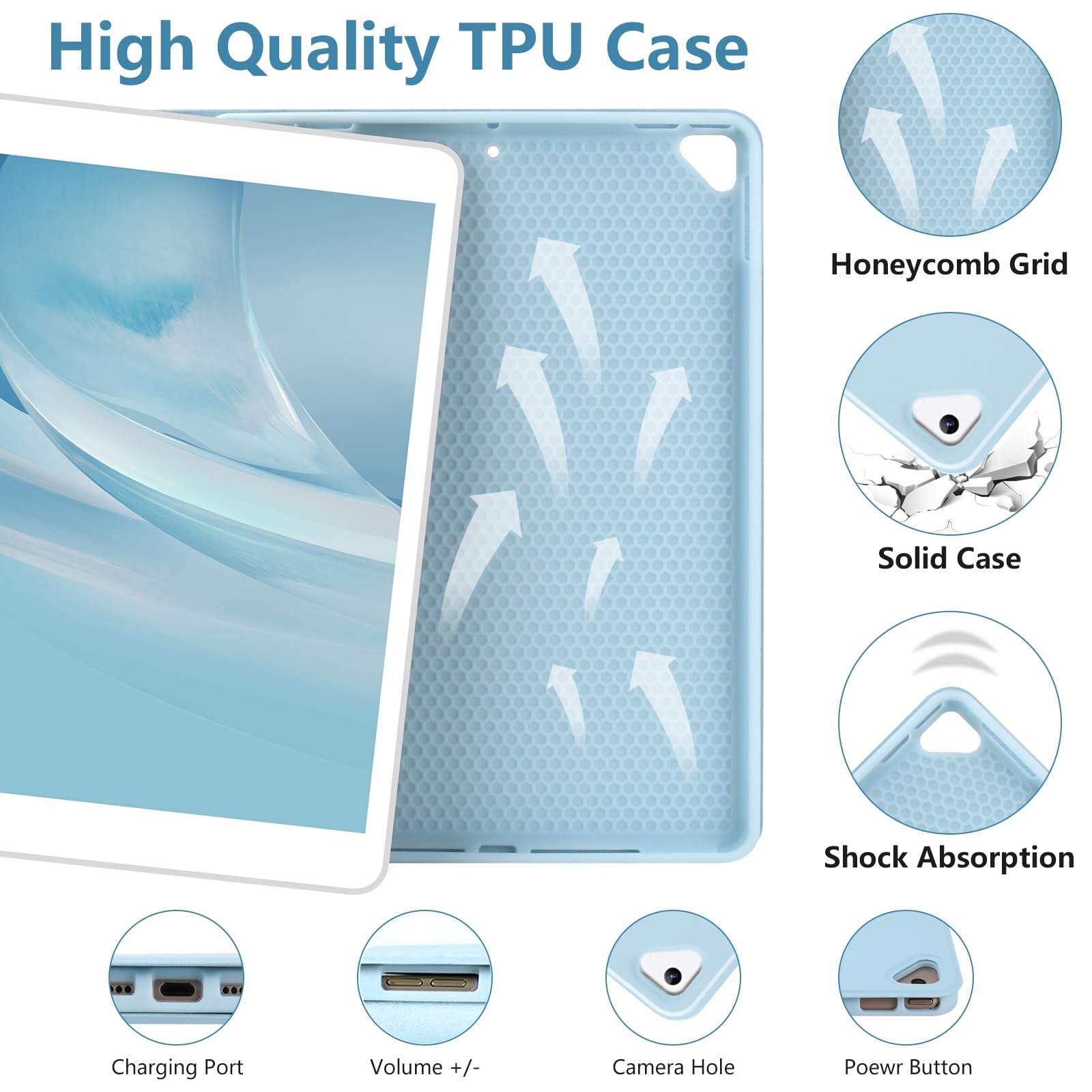 Premium Bluetooth Keyboard Case for iPad 9th/8th/7th Gen, iPad Air 3 & iPad Pro 10.5