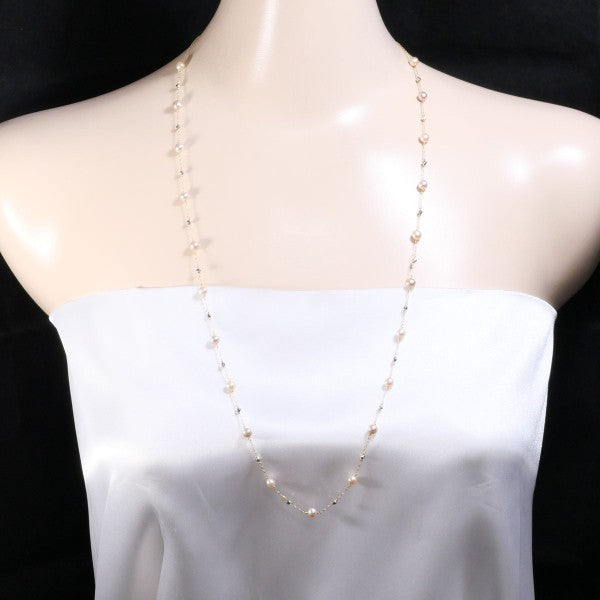 18K Yellow Gold & White Gold Pearl Necklace for Women - Elegant Bridal Jewelry, Wedding Gift, Anniversary Present - Perfect for Formal Events, Date Nights & Special Occasions